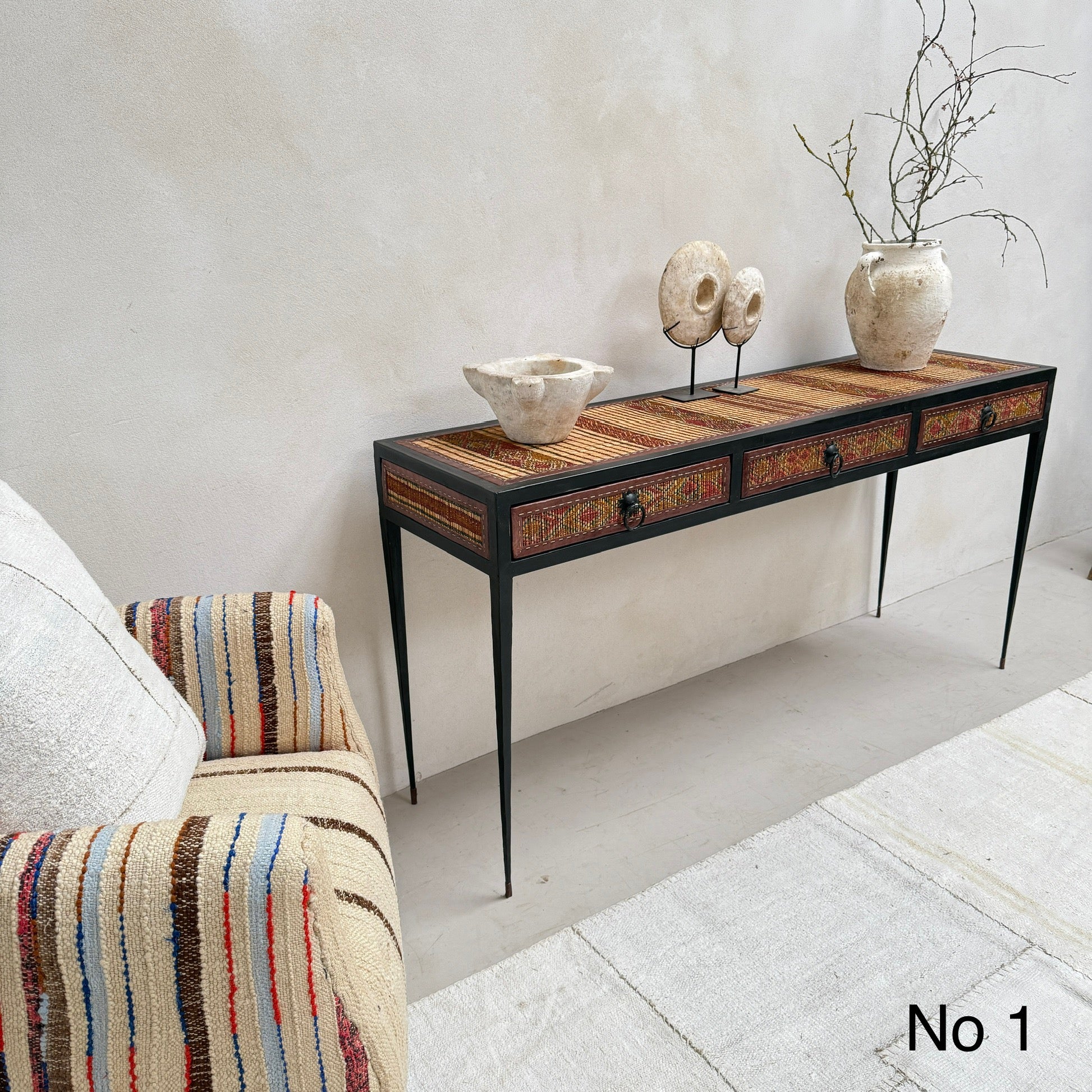 Handcrafted Nomadic Patterned Metal Console | Medium - Image 4
