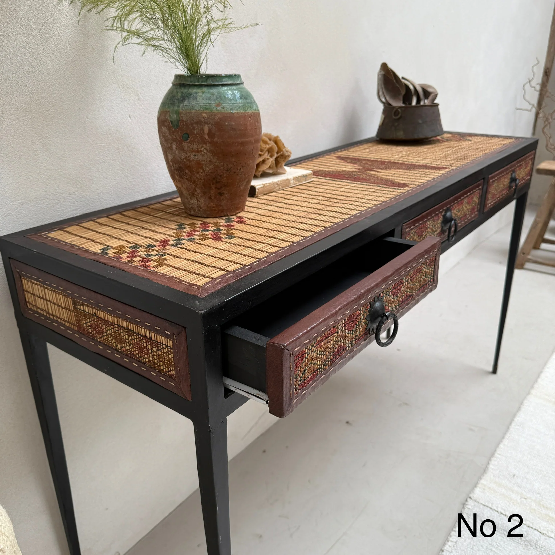 Handcrafted Nomadic Patterned Metal Console | Medium - Image 9