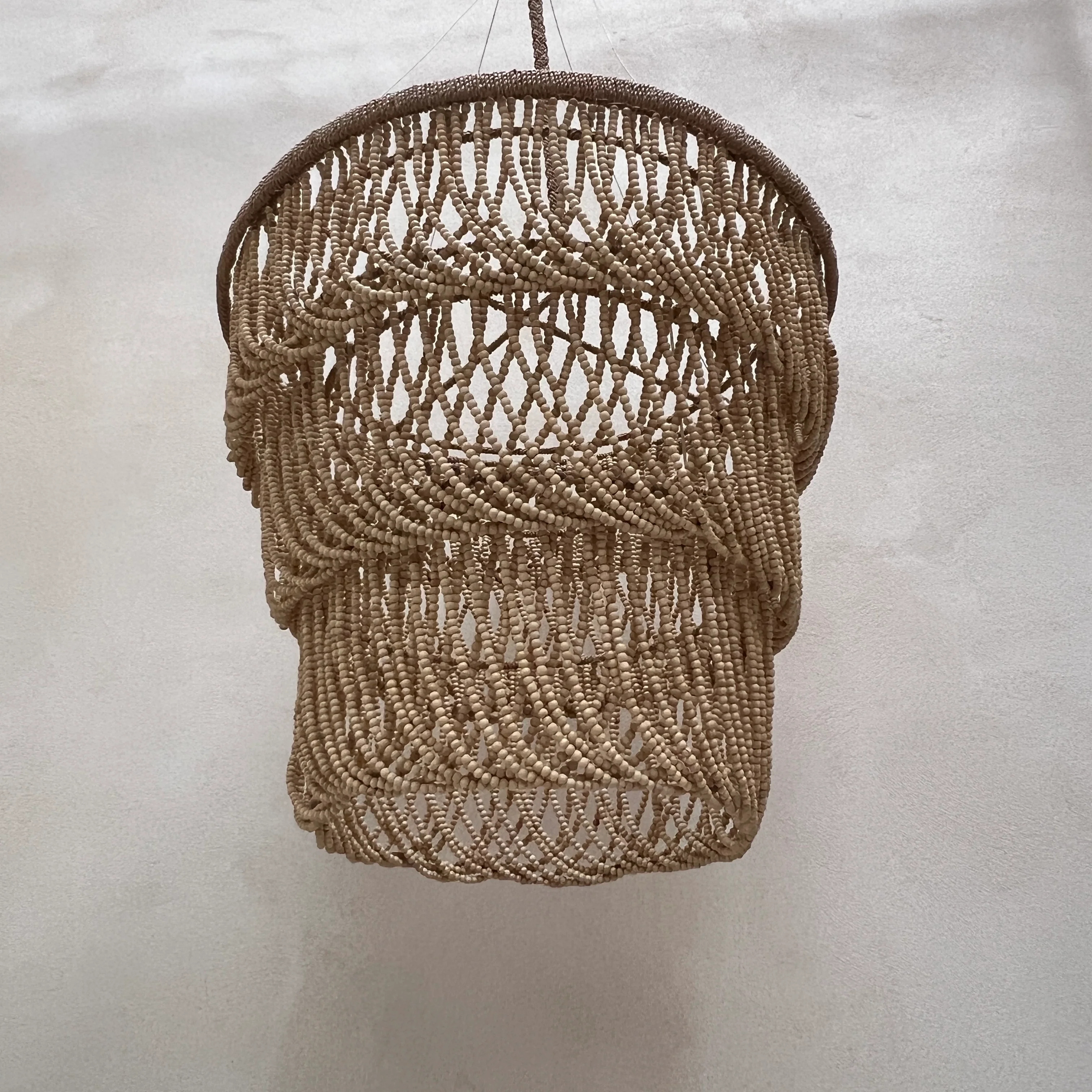 Handmade Wooden Beaded Tiered Chandelier - Image 3