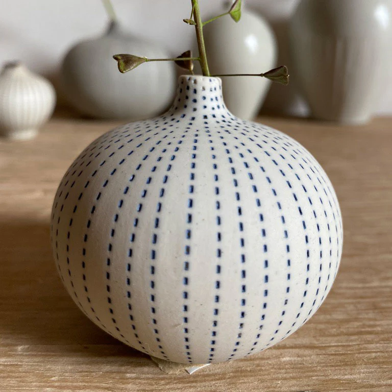 Small Handmade Ceramic Vase | Urchin Blue - Image 2