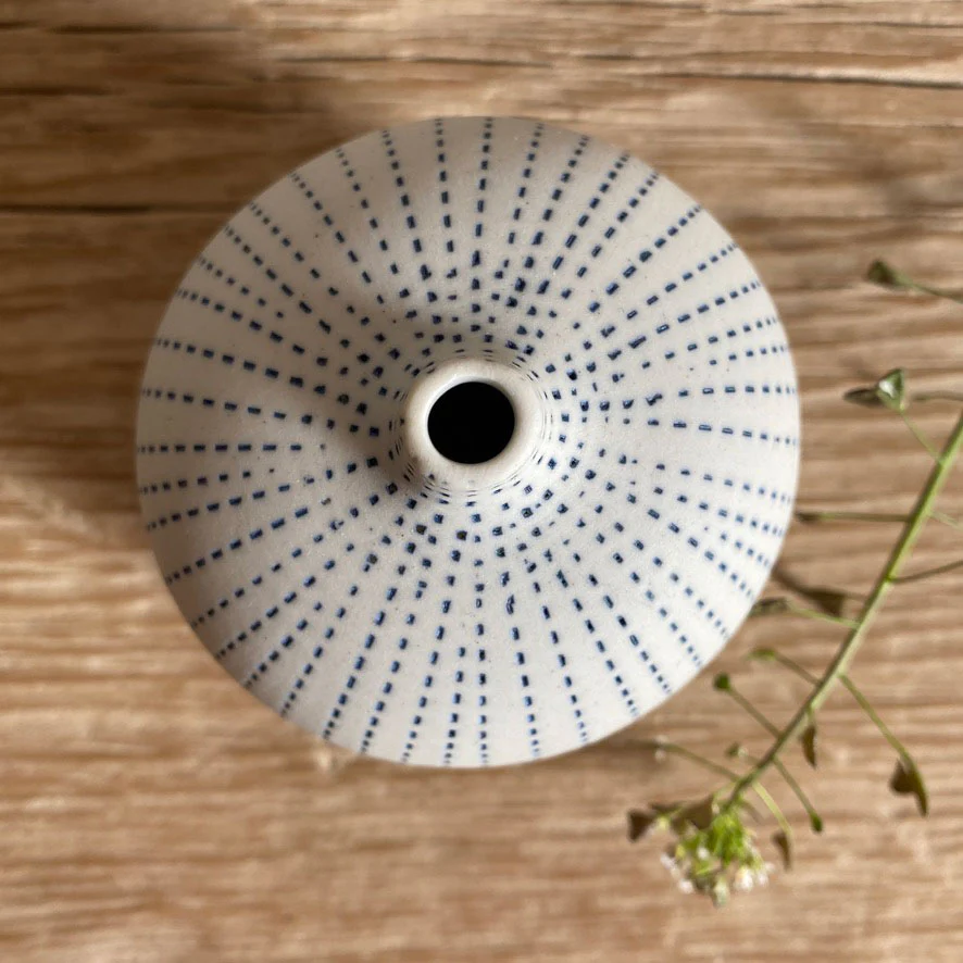 Small Handmade Ceramic Vase | Urchin Blue - Image 3