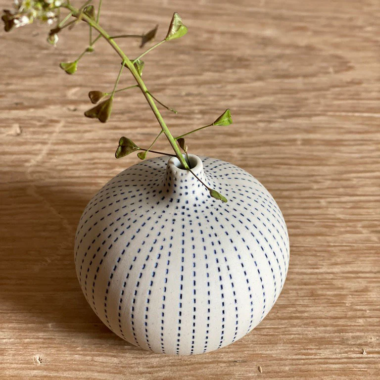 Small Handmade Ceramic Vase | Urchin Blue - Image 4