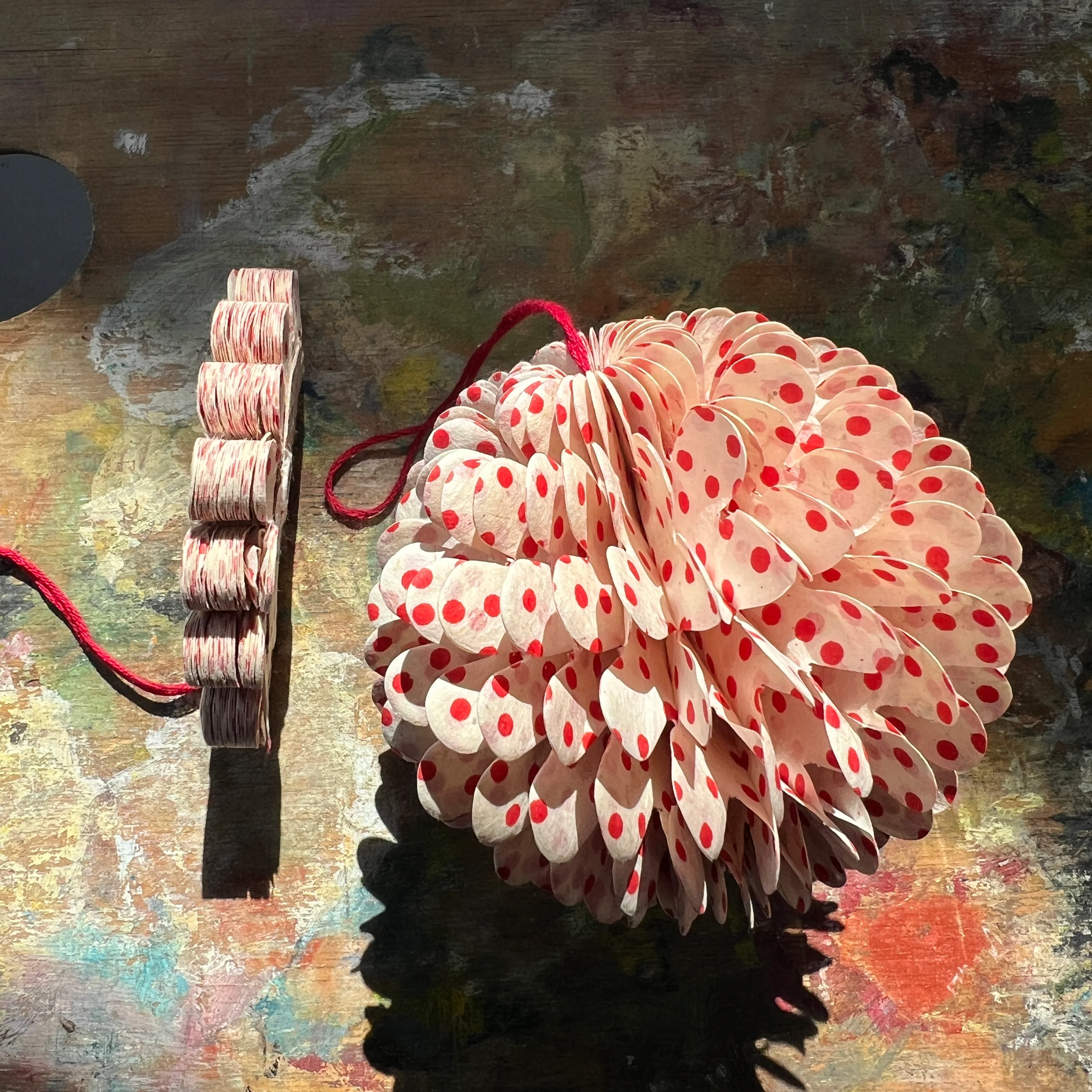 Honeycomb Flower Decoration | Polka Dot Red - Image 3