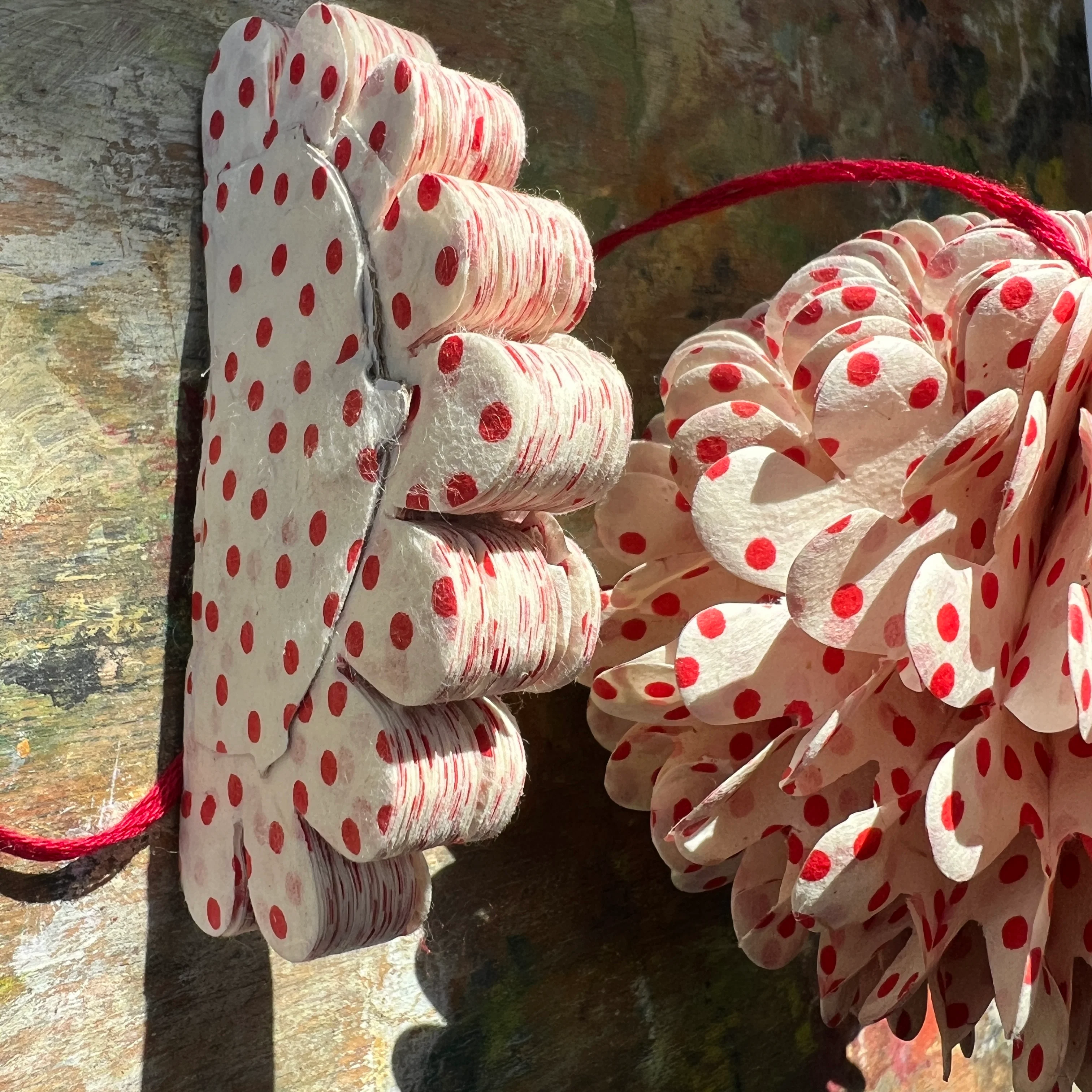 Honeycomb Flower Decoration | Polka Dot Red - Image 4