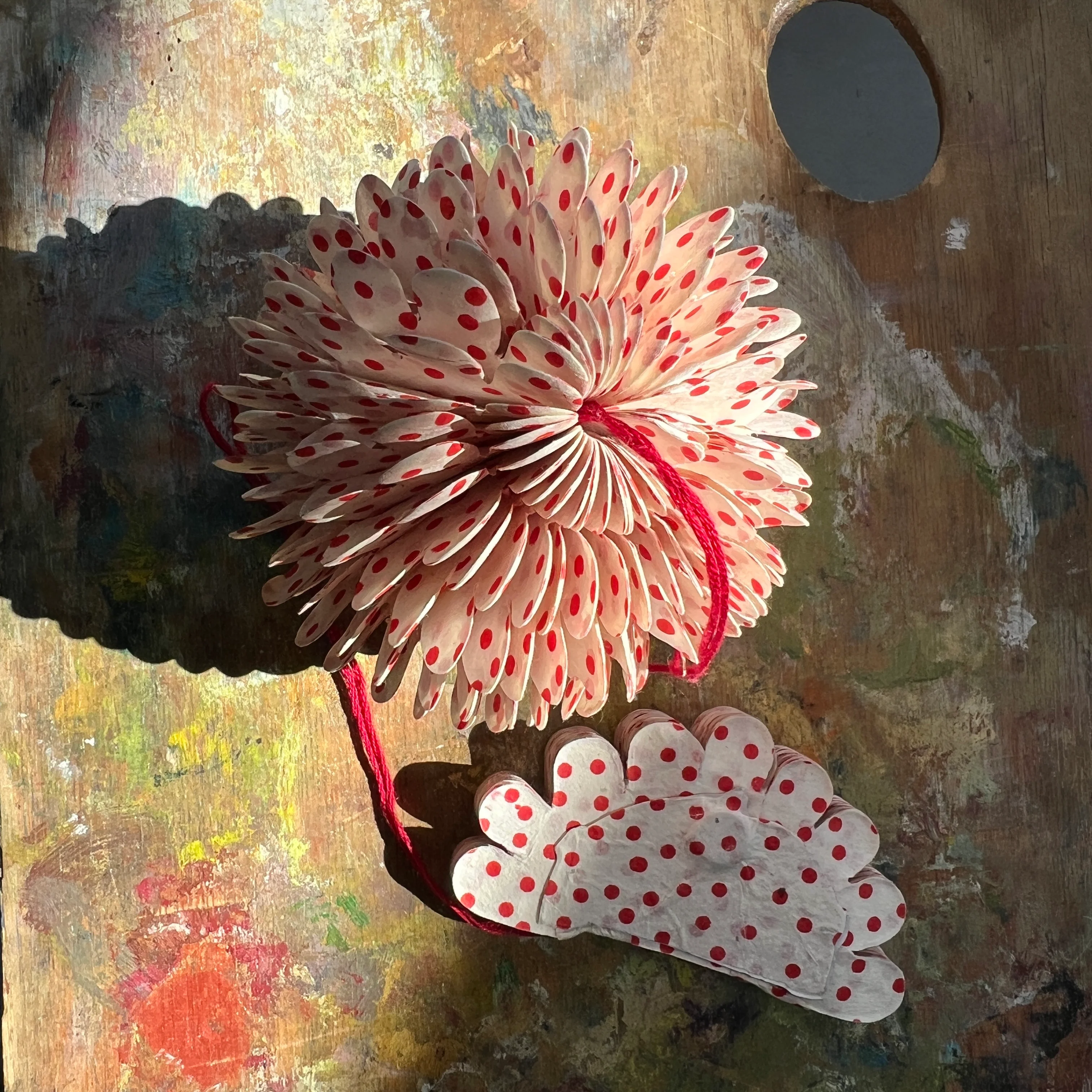Honeycomb Flower Decoration | Polka Dot Red - Image 5
