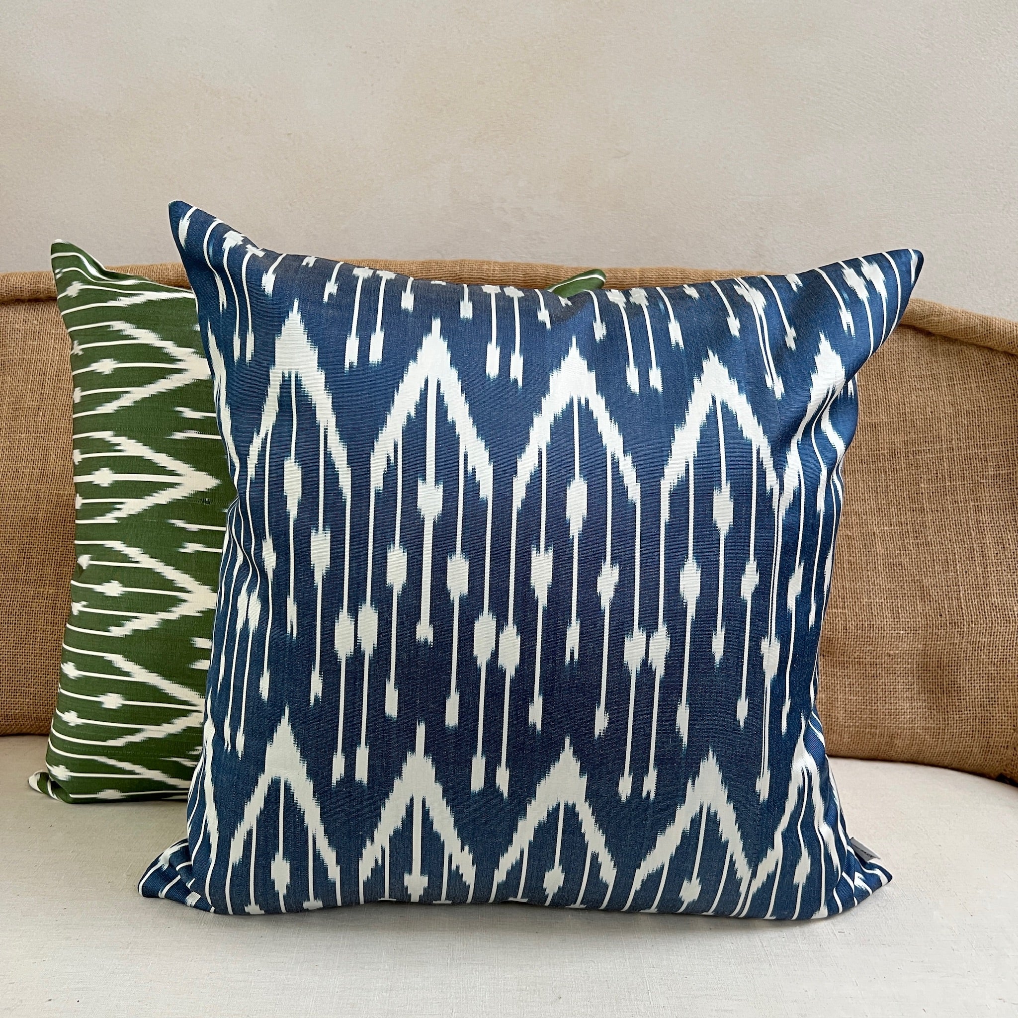 Ikat silk cushion | Shoyi blue - Image 3