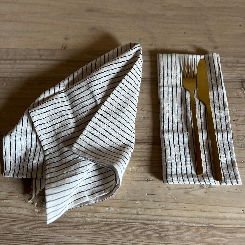 Indigo & Cream Pinstripe Napkin - Image 2