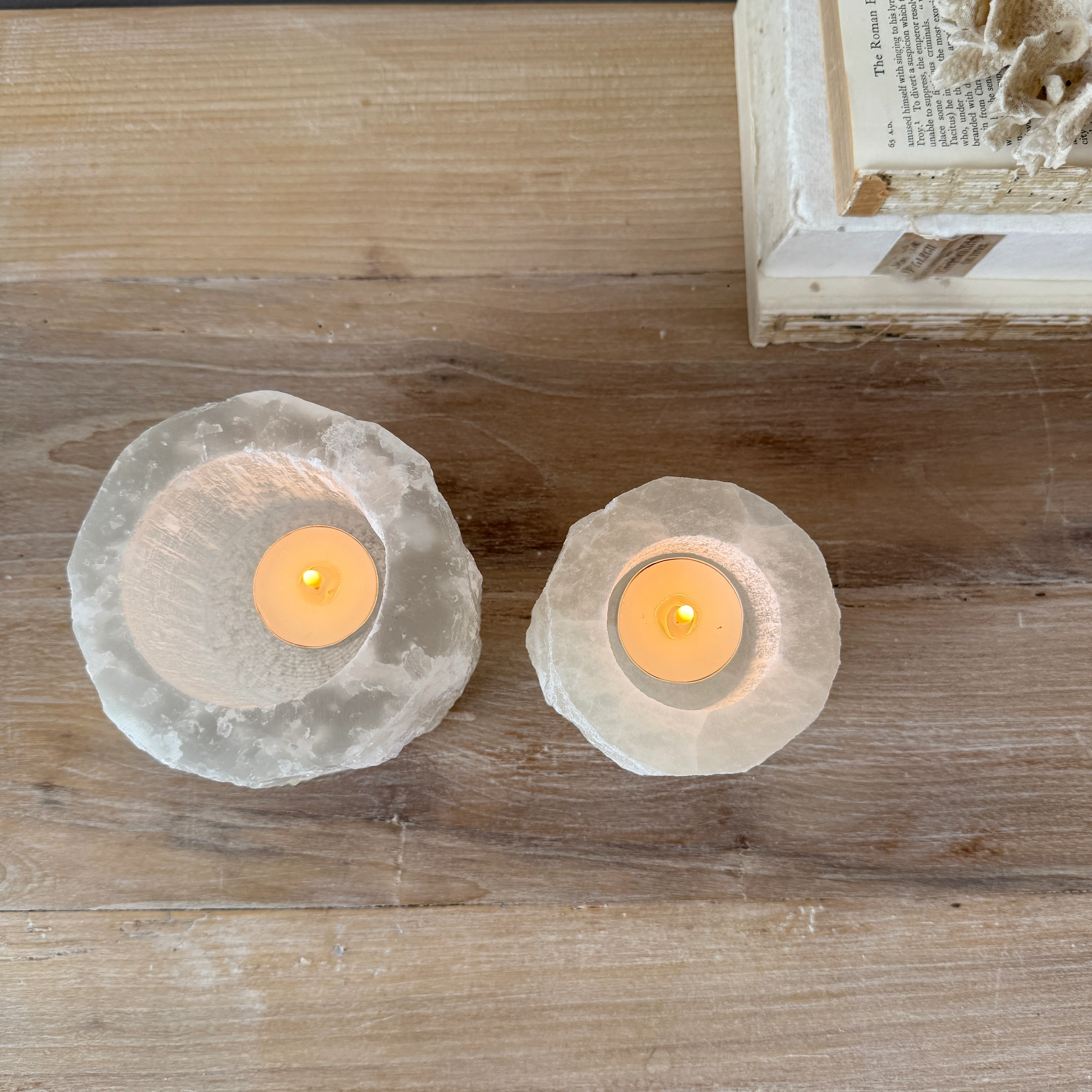 Ivory Selenite Tealight Holder - Image 2