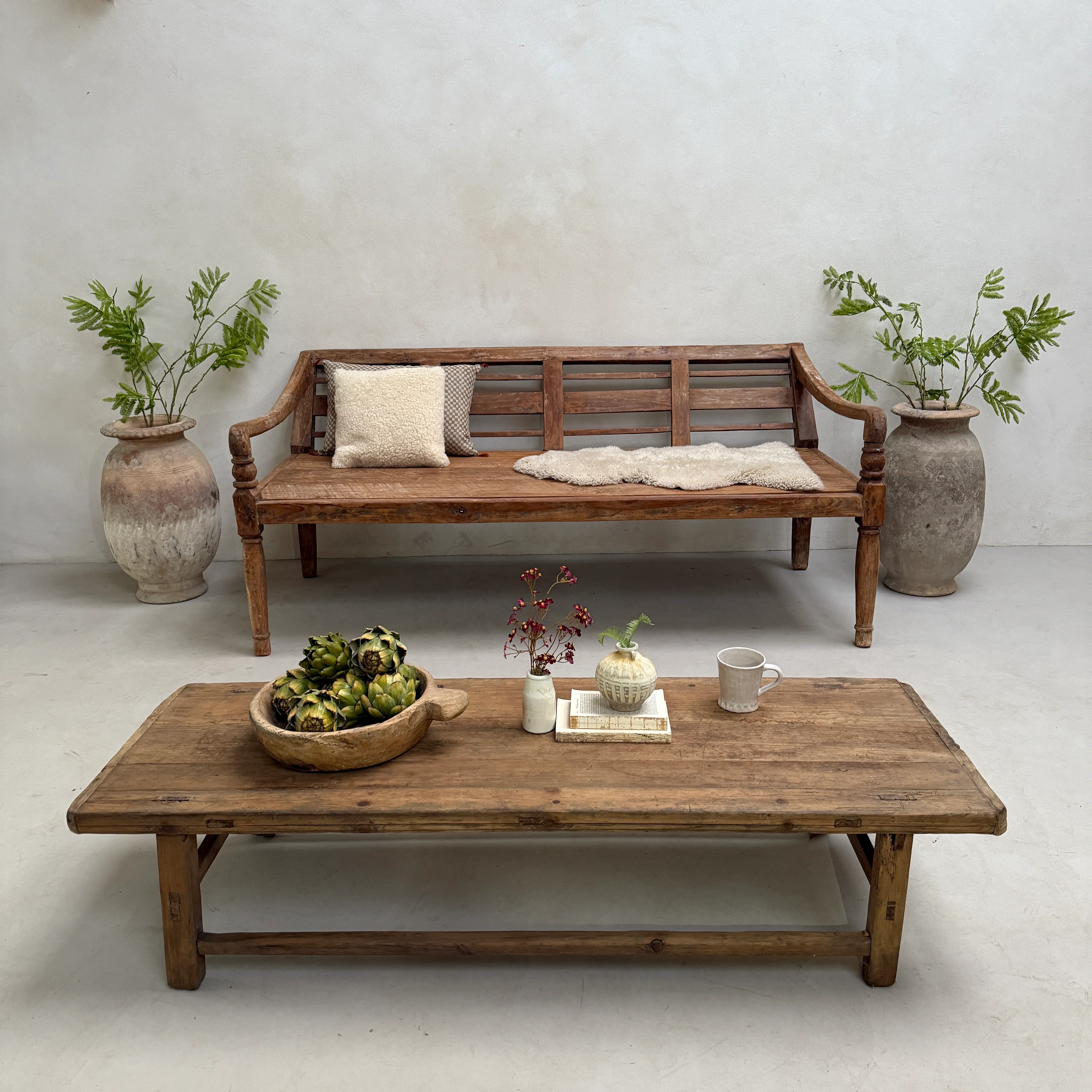 Large antique hand carved wooden Daybed Bench | Sebastian - Image 2