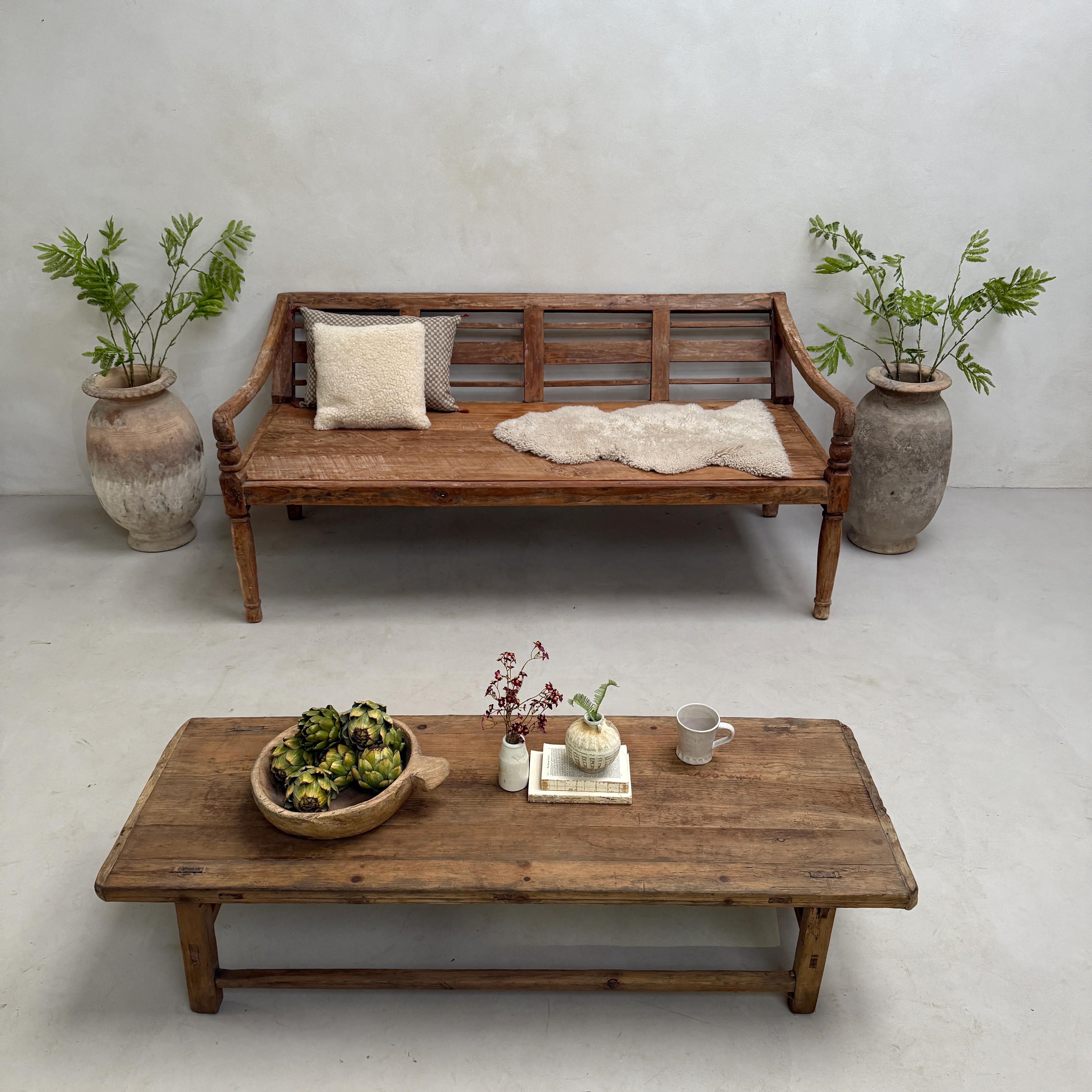 Large antique hand carved wooden Daybed Bench | Sebastian - Image 3