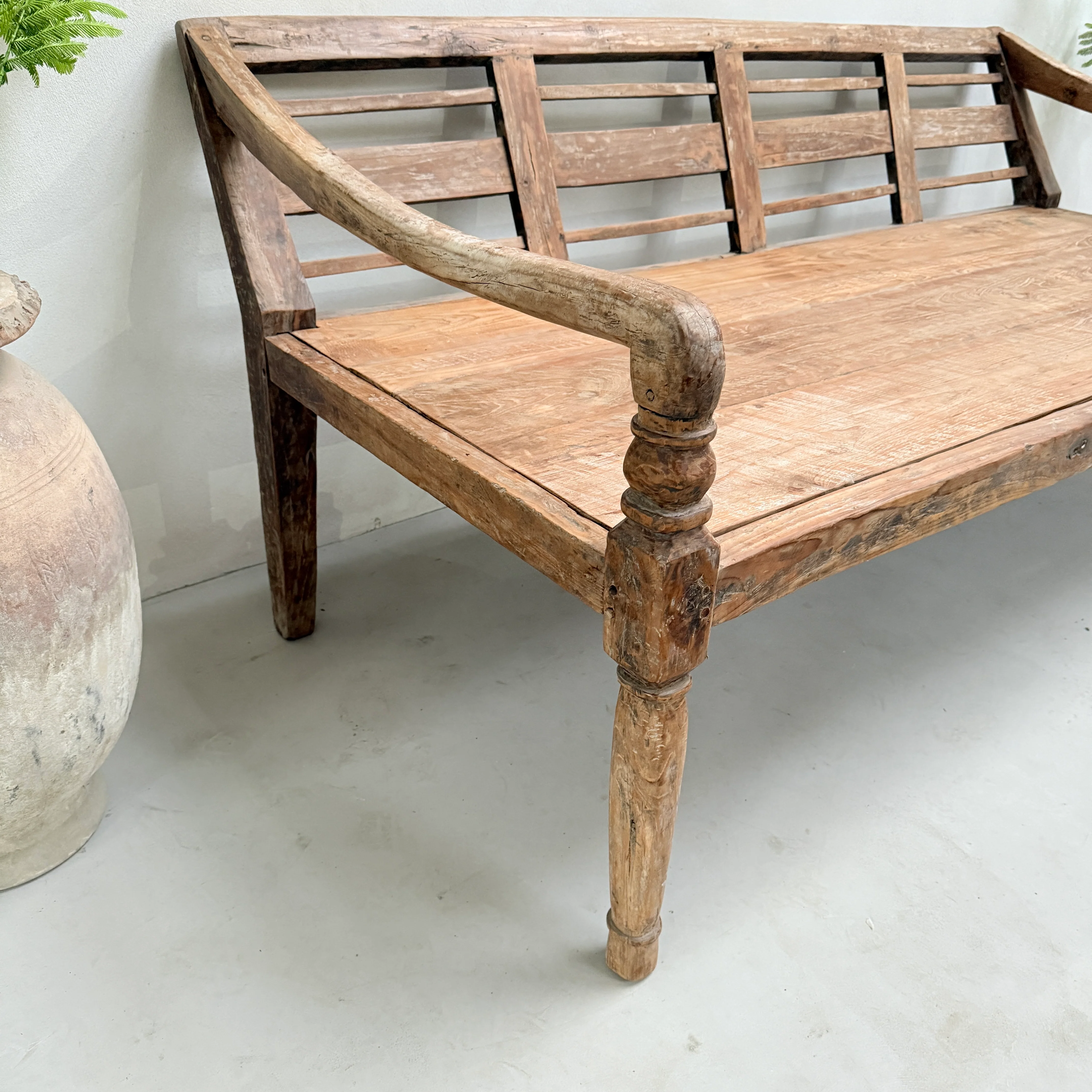 Large antique hand carved wooden Daybed Bench | Sebastian - Image 6