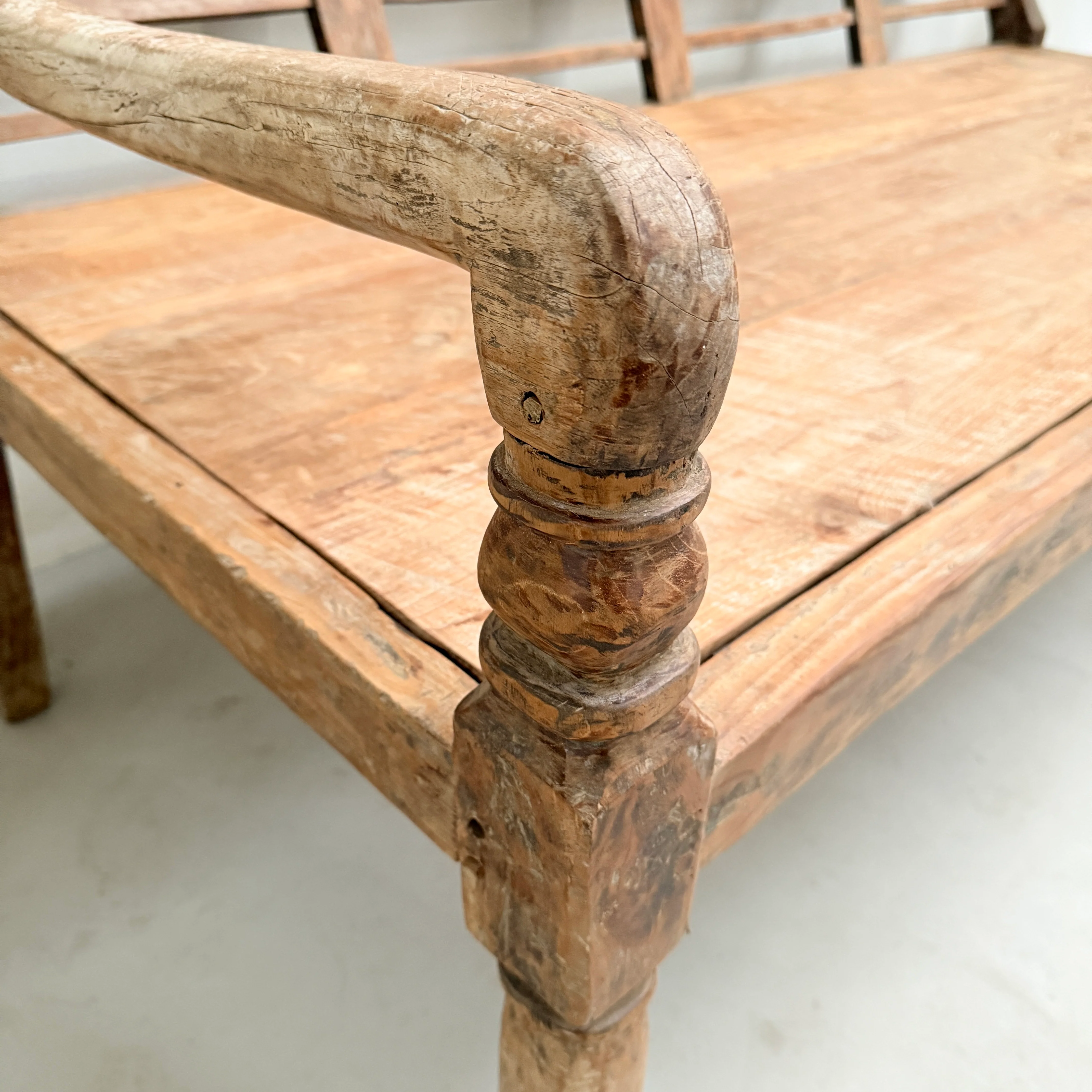 Large antique hand carved wooden Daybed Bench | Sebastian - Image 8