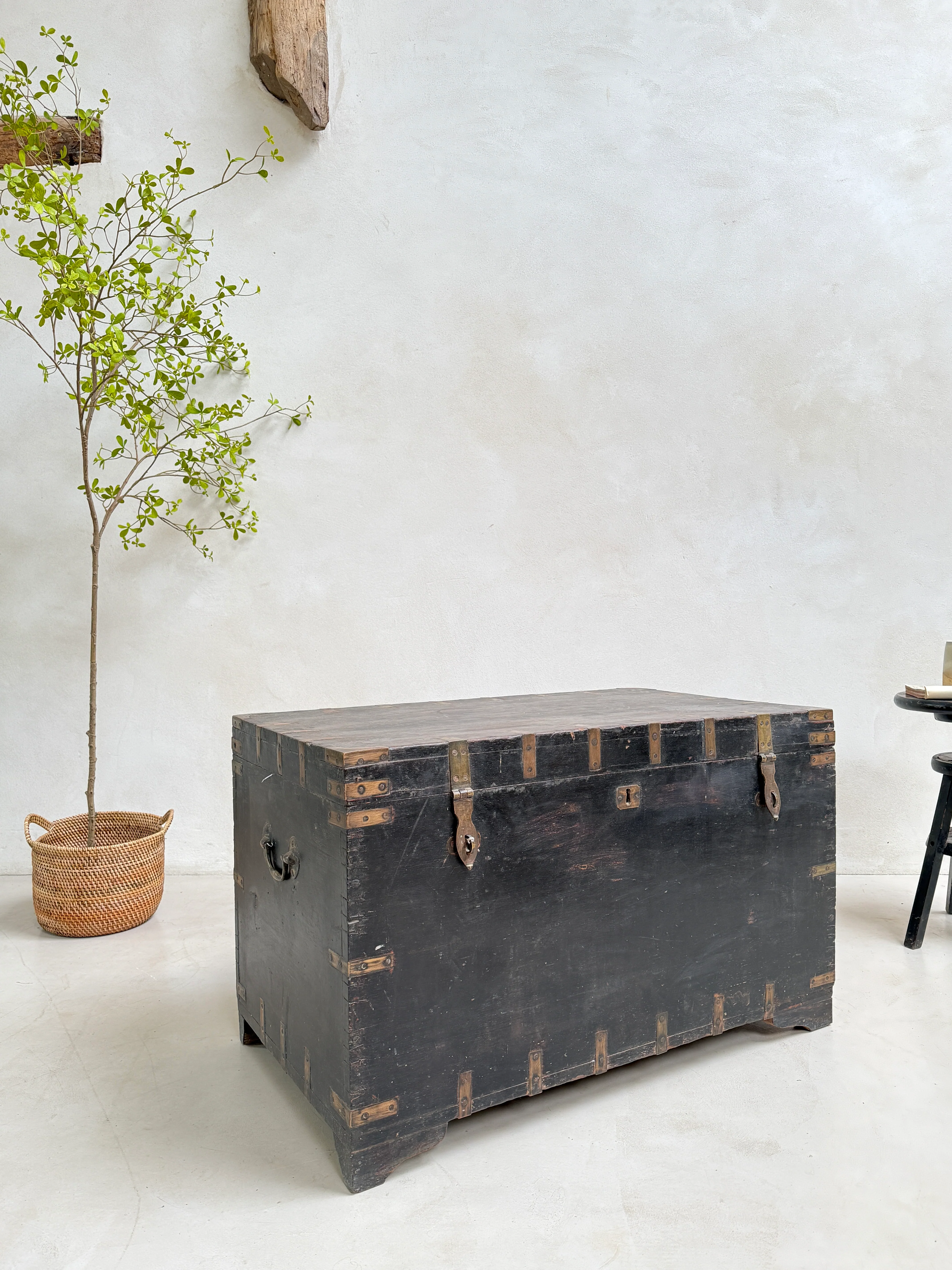 Large Antique Teak Merchant’s Trunk | Frieth - Image 3
