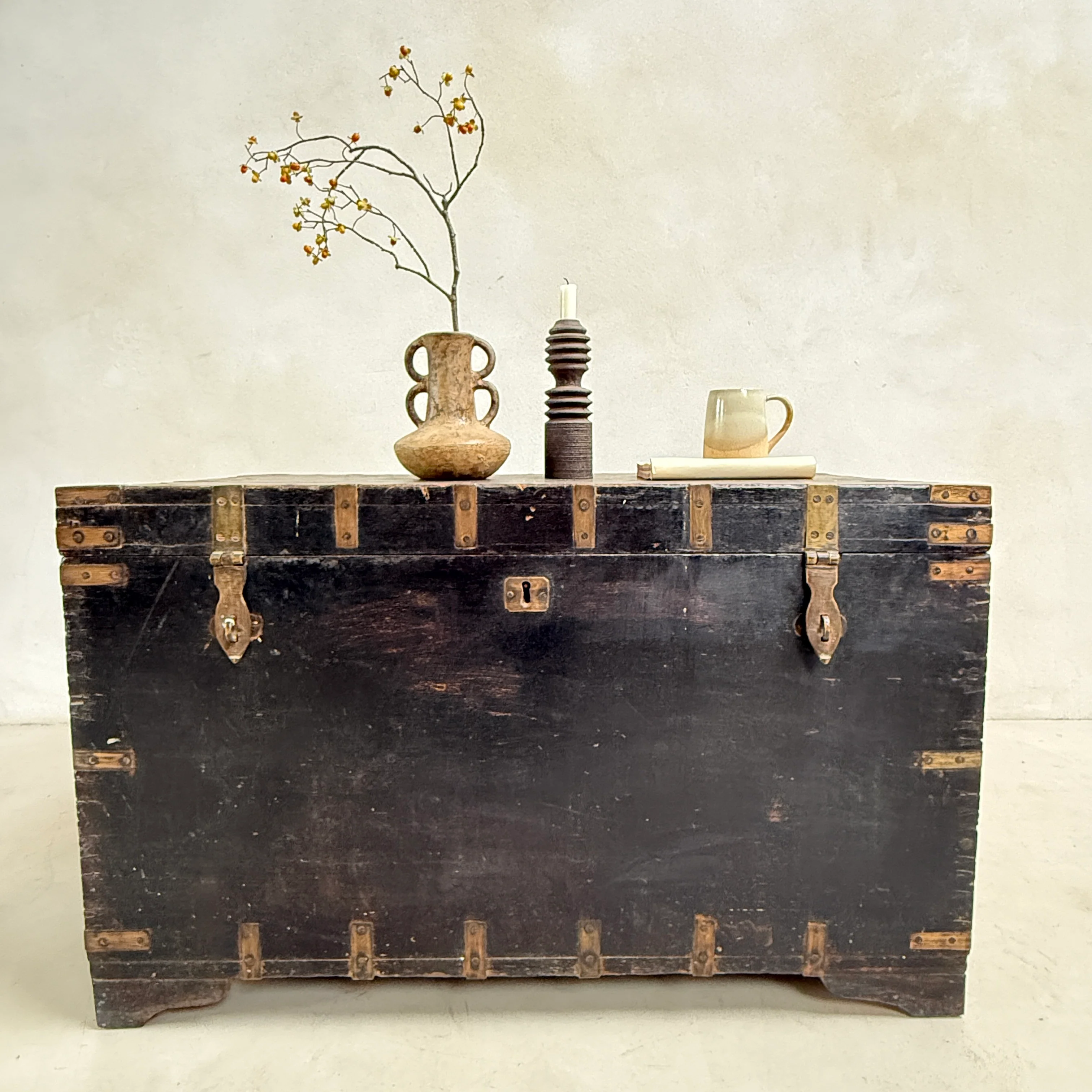 Large Antique Teak Merchant’s Trunk | Frieth - Image 5