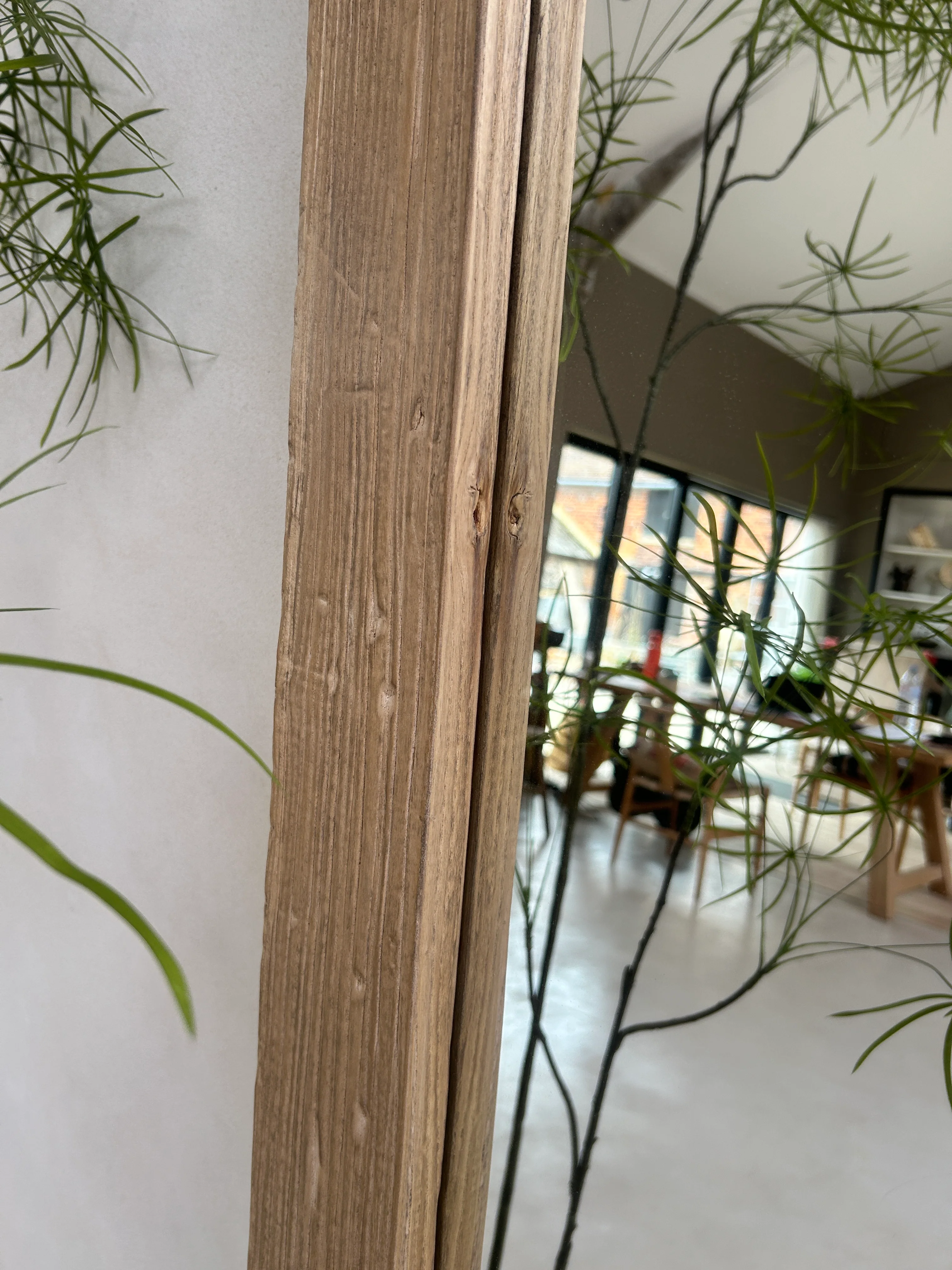 Large rectangular hand-carved elm mirror | Aurelia - Image 6