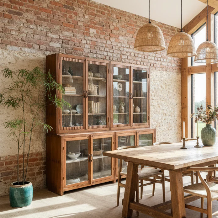 Large vintage glazed wooden display cabinet | Artie - Image 4