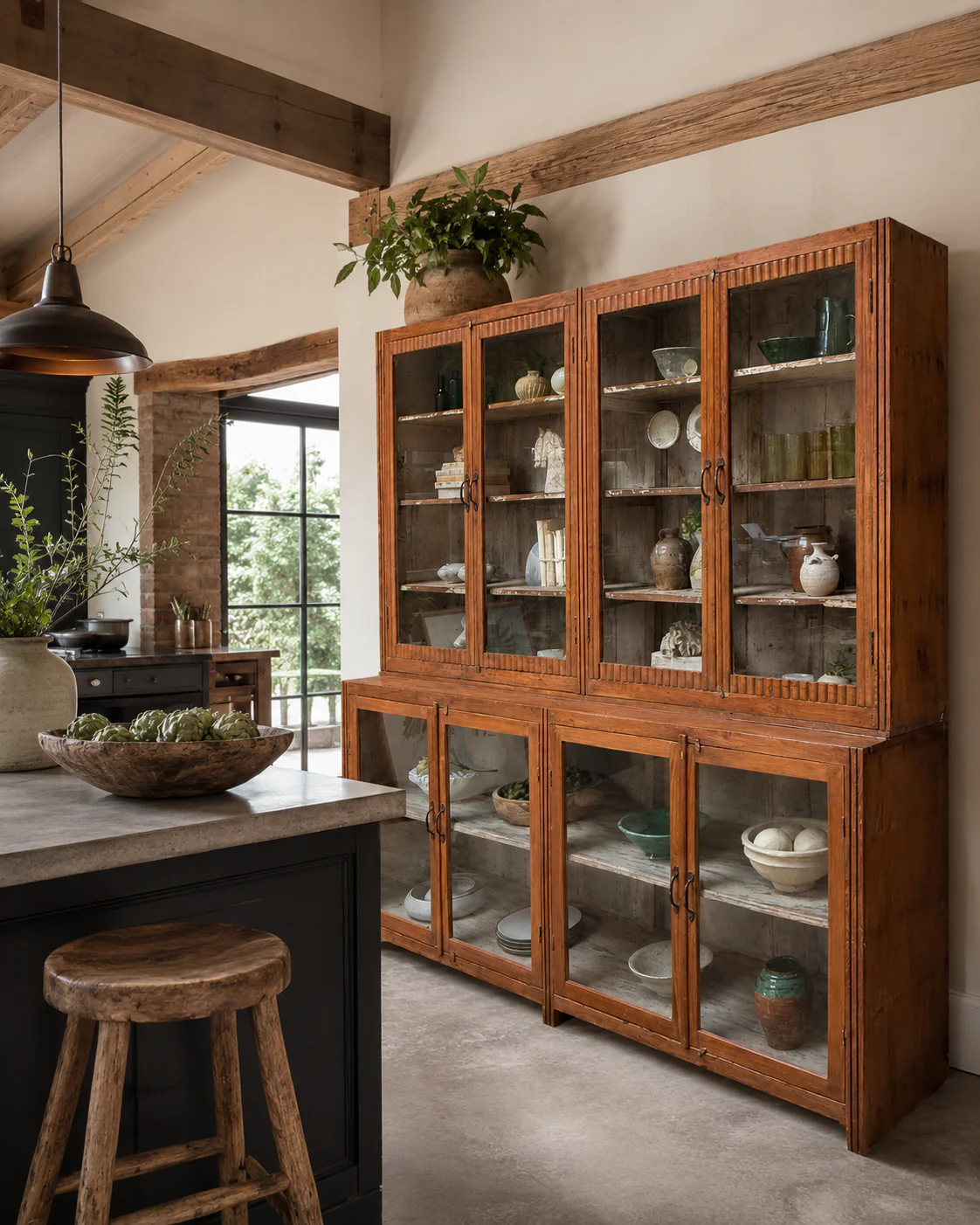 Large vintage glazed wooden display cabinet | Artie - Image 6