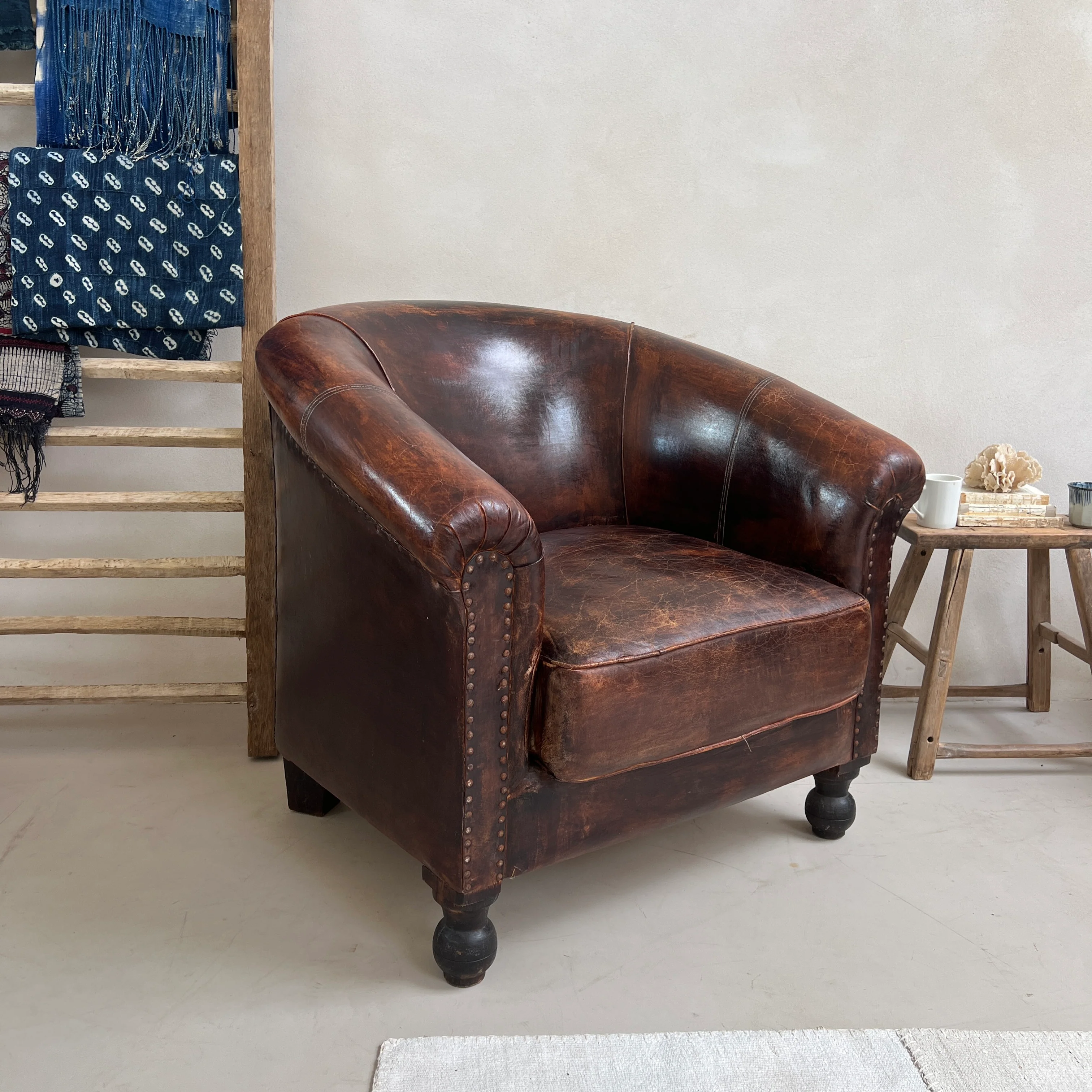 Large Vintage Leather Club Chair - Image 5