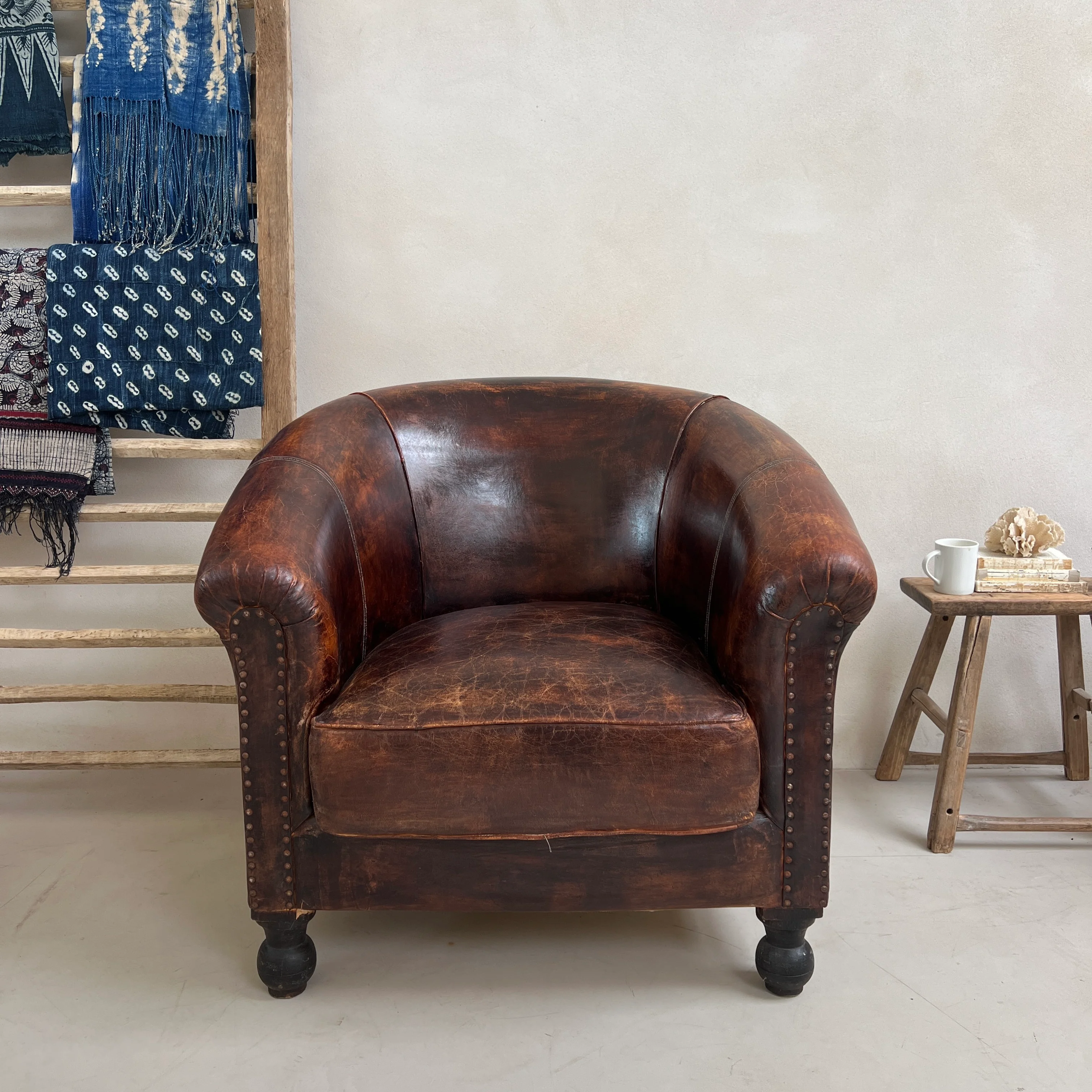 Large Vintage Leather Club Chair - Image 6
