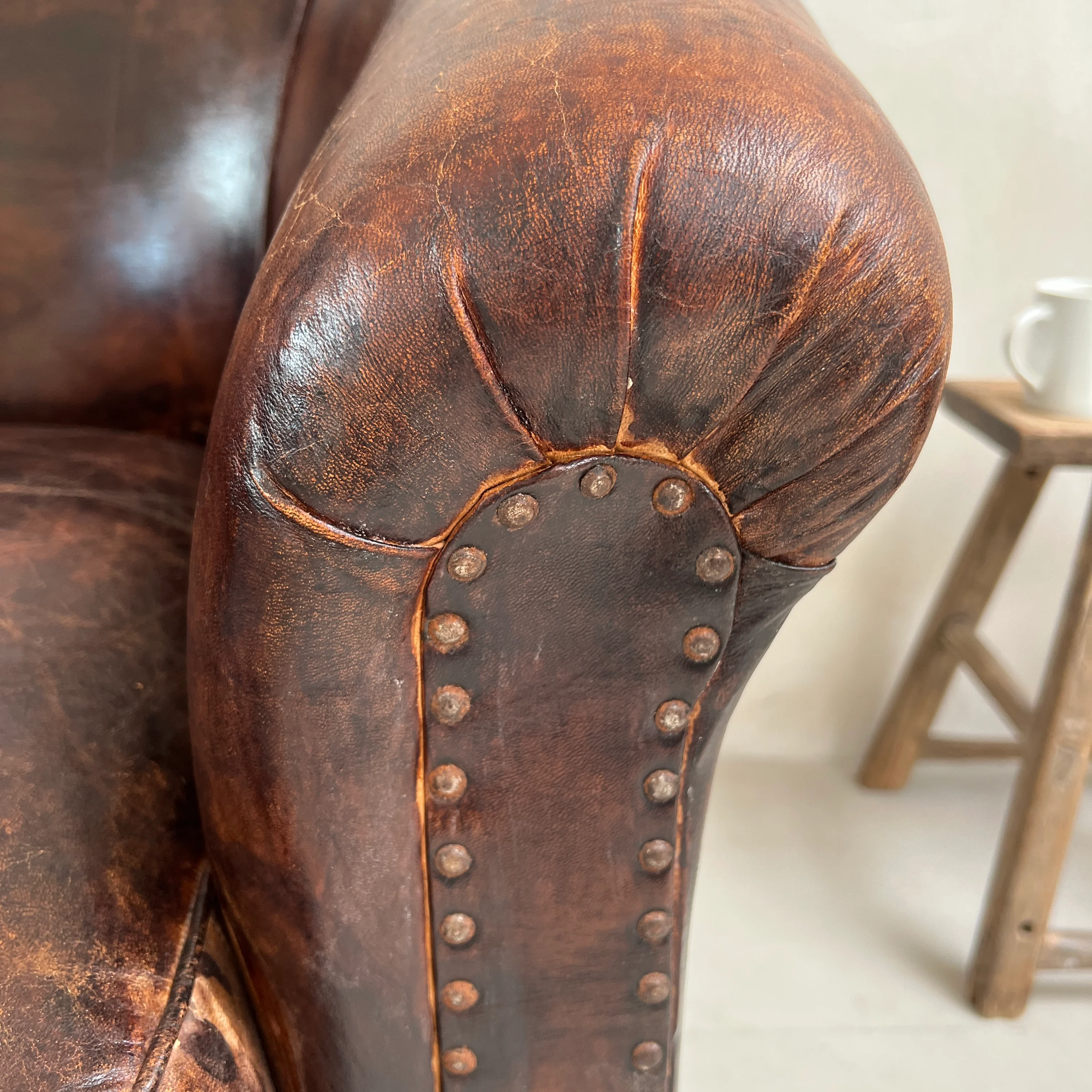 Large Vintage Leather Club Chair - Image 8