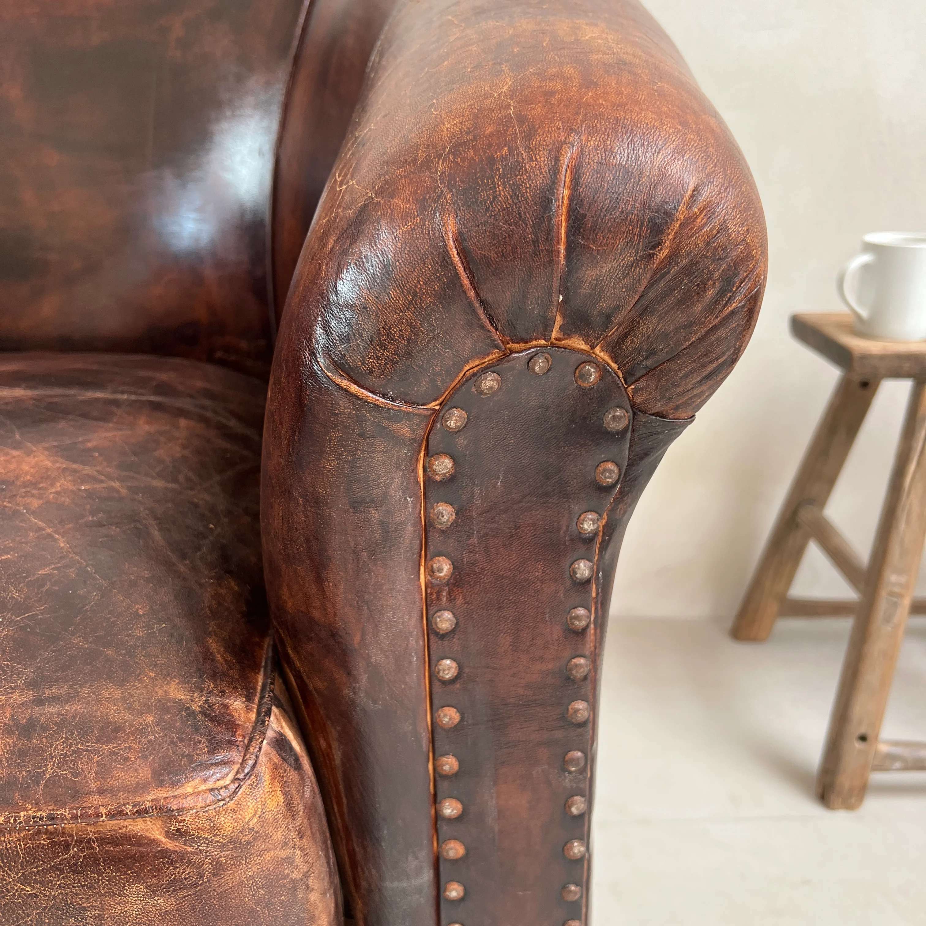 Large Vintage Leather Club Chair - Image 9