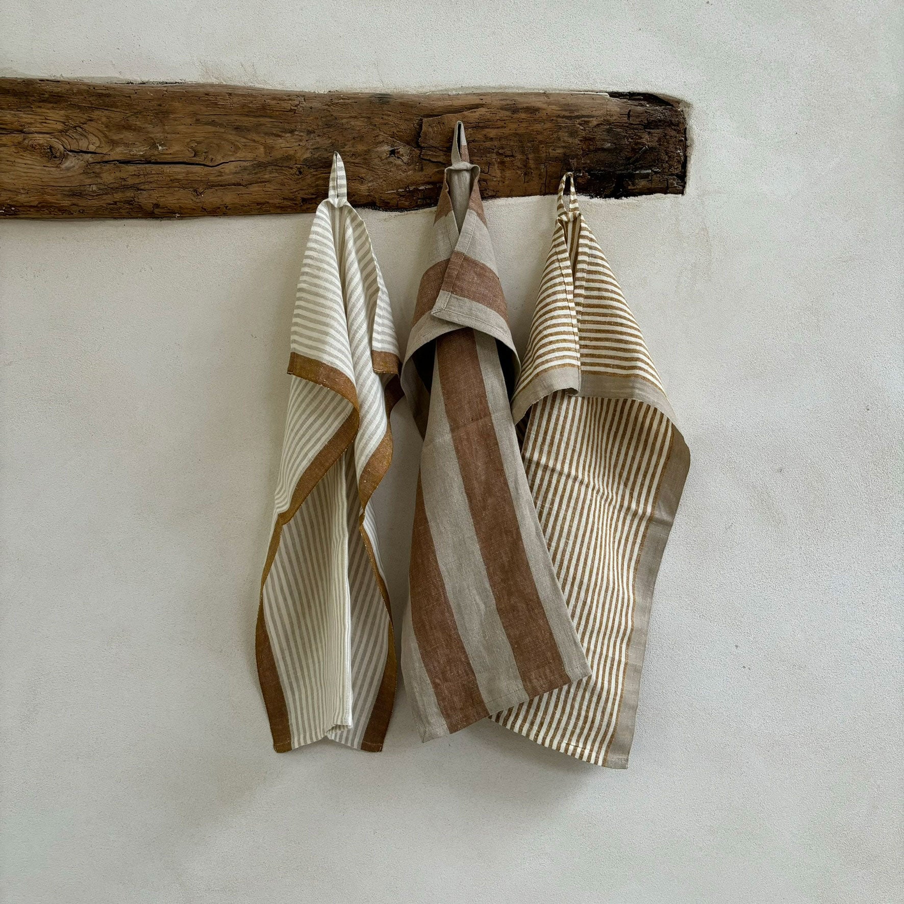 Linen Tea Towel Neutral Stripe - Image 4