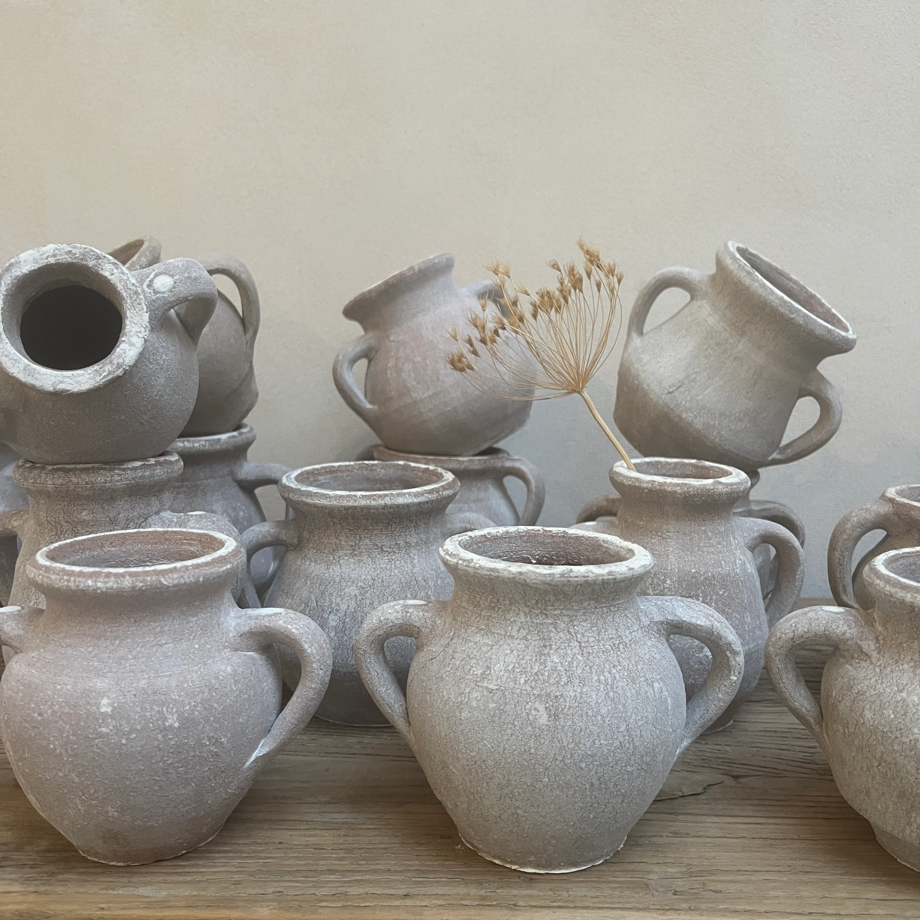 Mini whitewashed terracotta urn