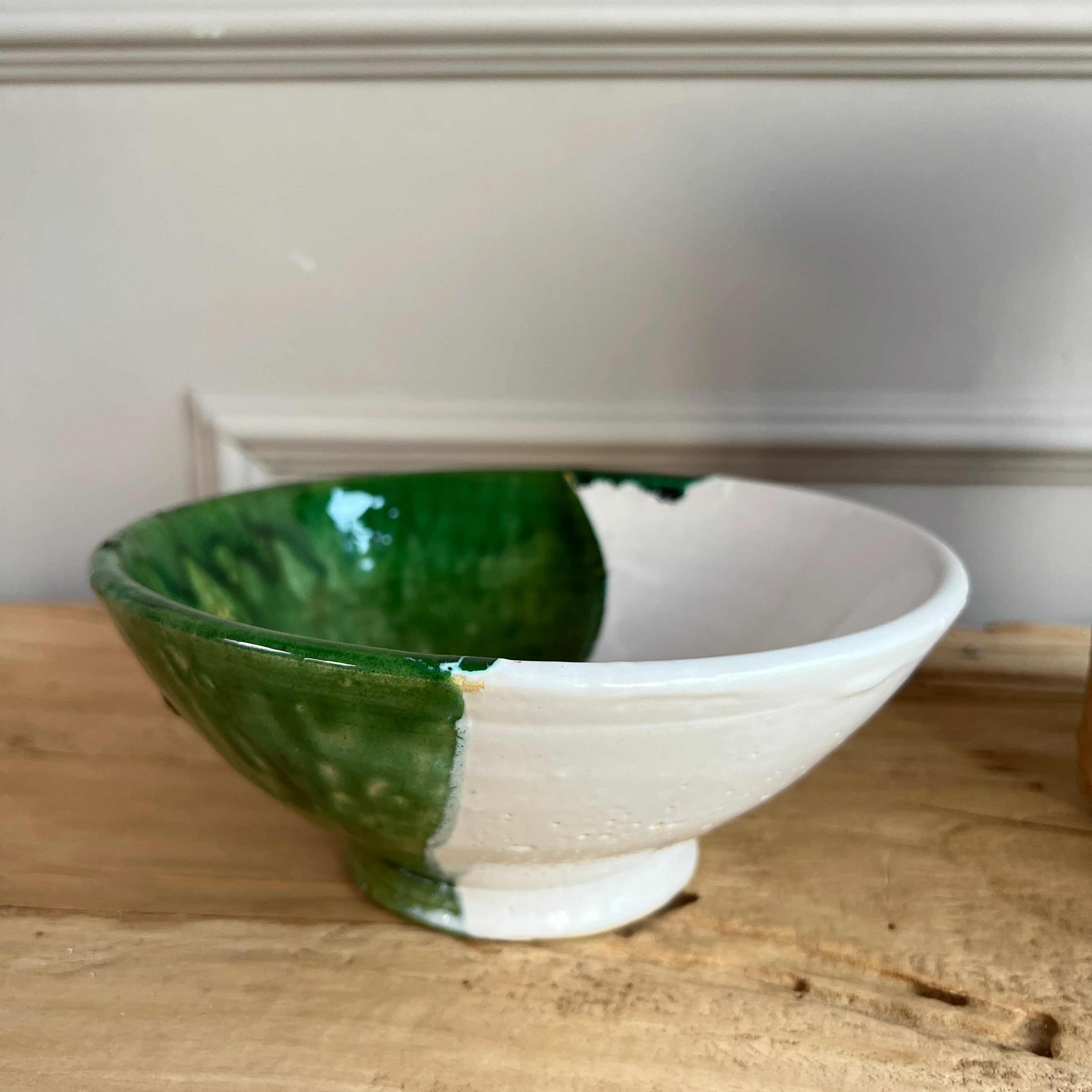 Moroccan Tamegroute Serving Bowl Green | White - Image 6