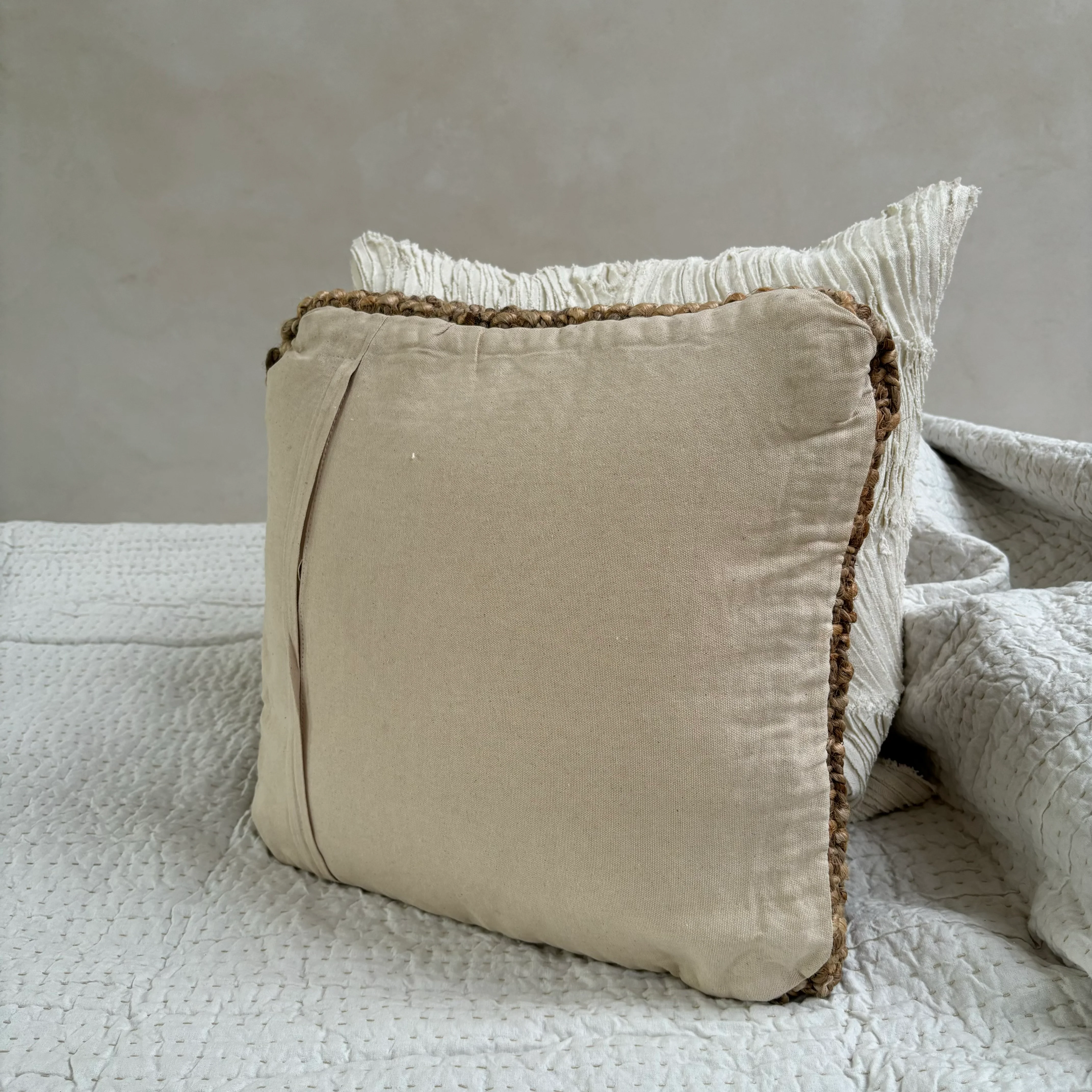 Natural Handwoven Jute Cushion - Image 5