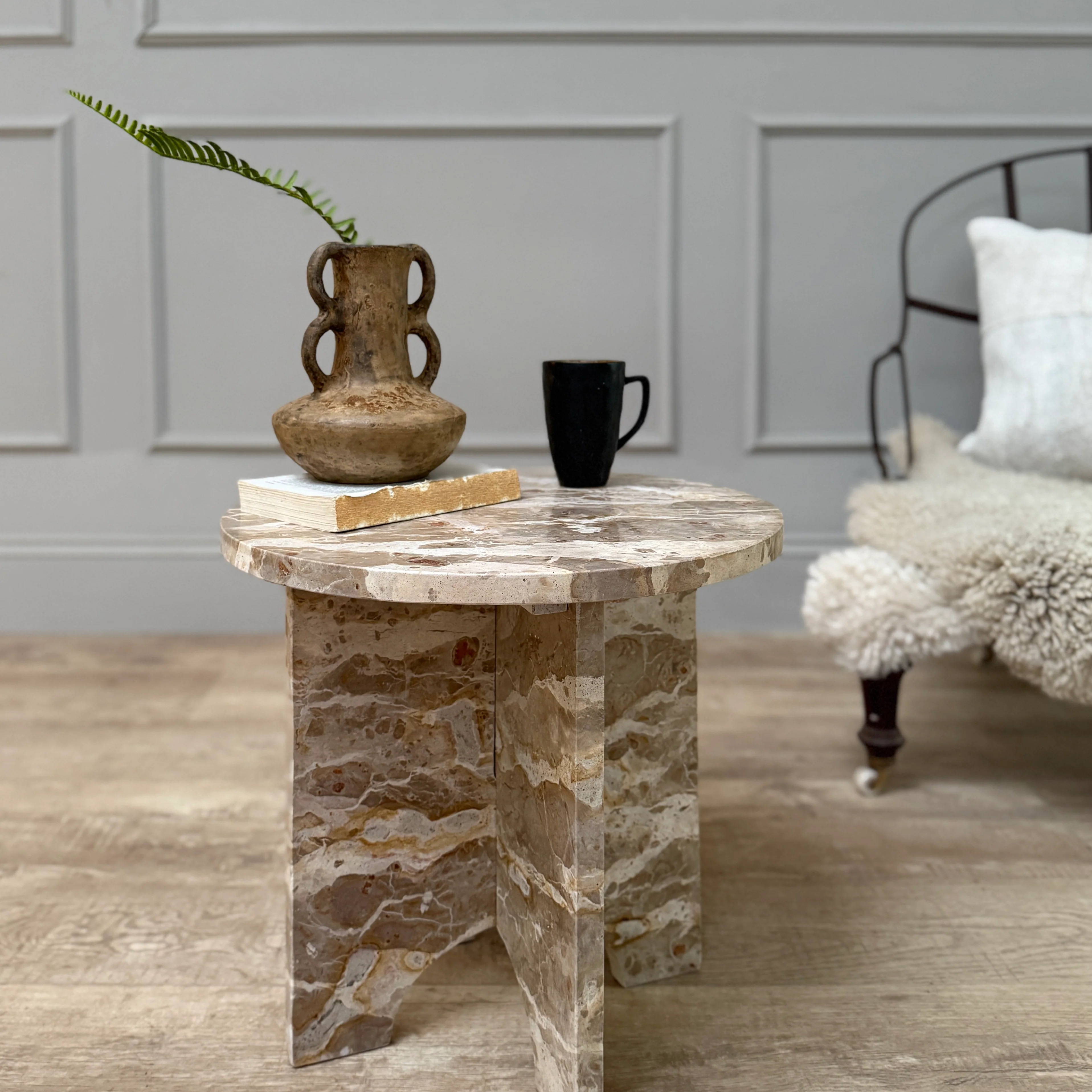 Natural Round Marble Side Table - Image 3