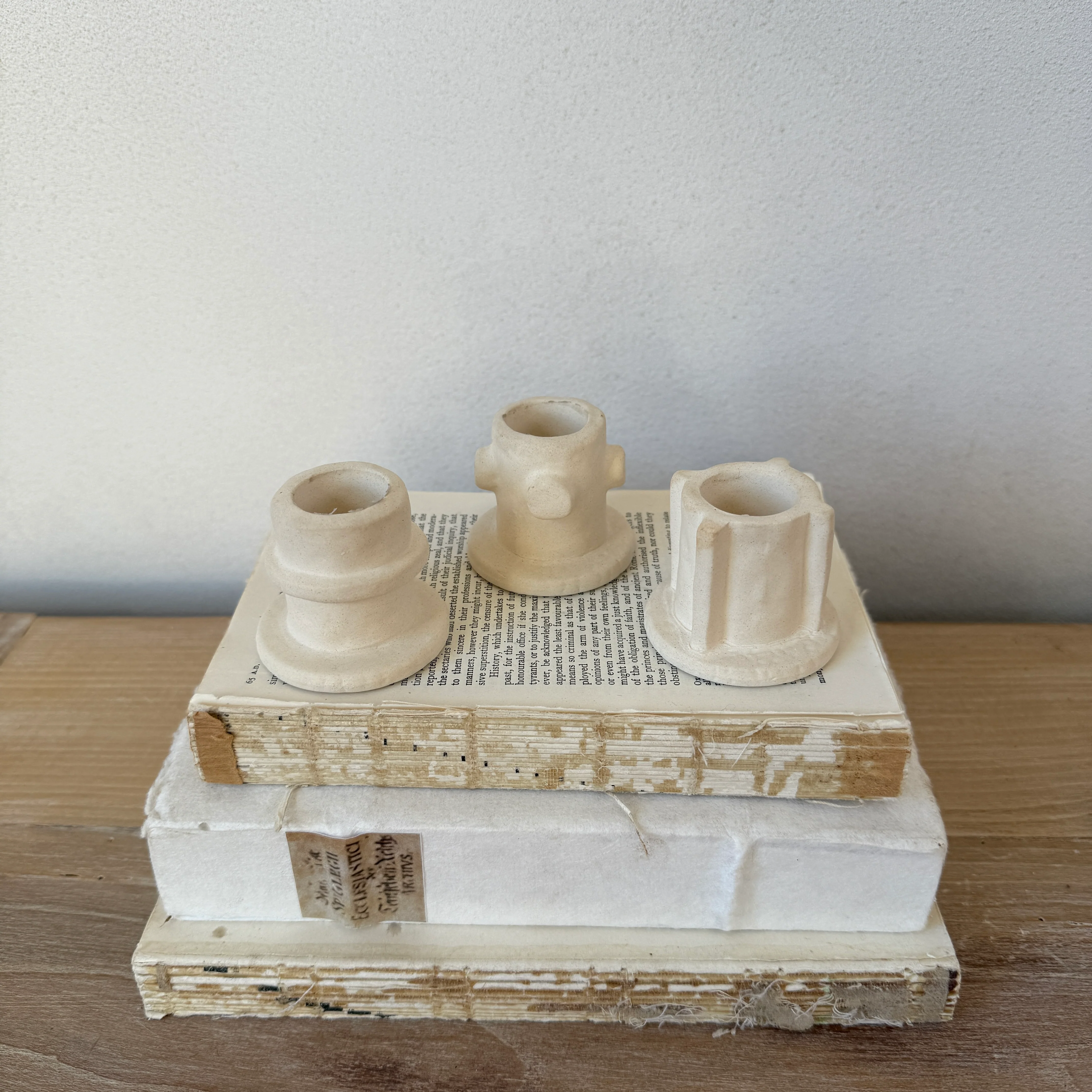 Natural Stoneware Ceramic Candleholder - Image 3