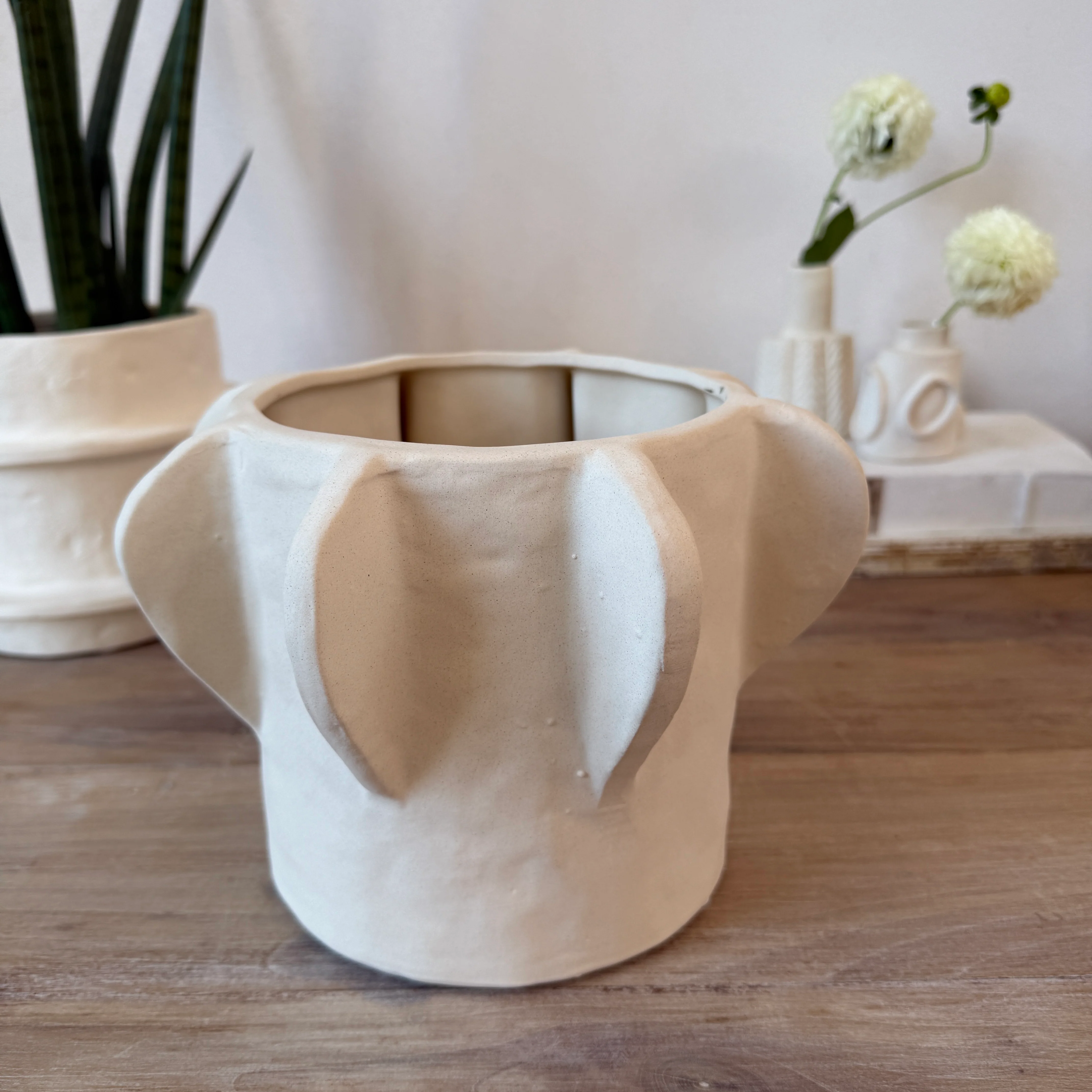 Natural Stoneware Ceramic Flower Pot - Image 3