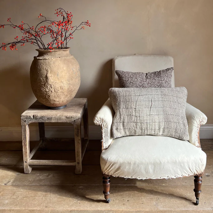Natural stripe linen cushion - Image 3