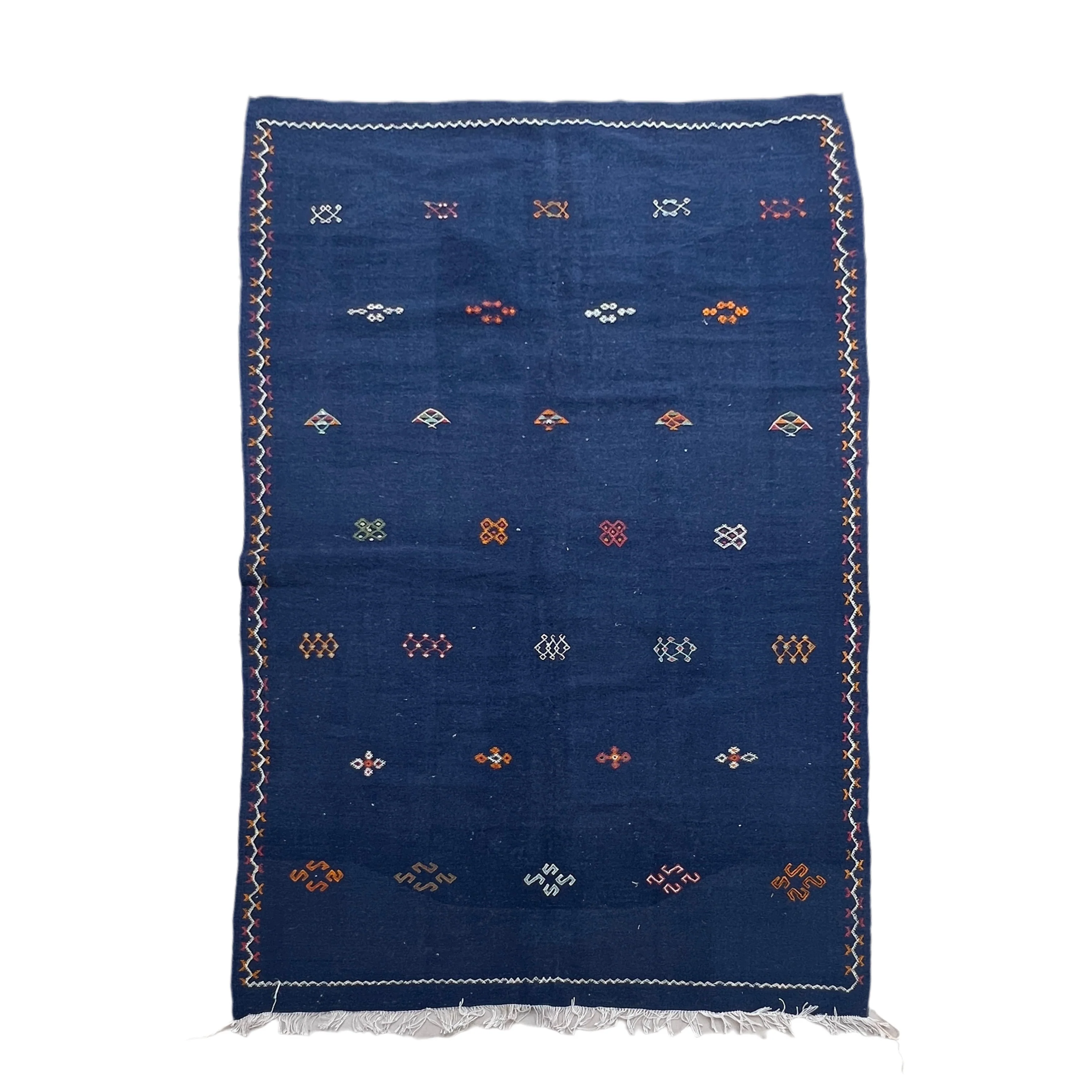 Navy Handwoven Moroccan rug Sophia