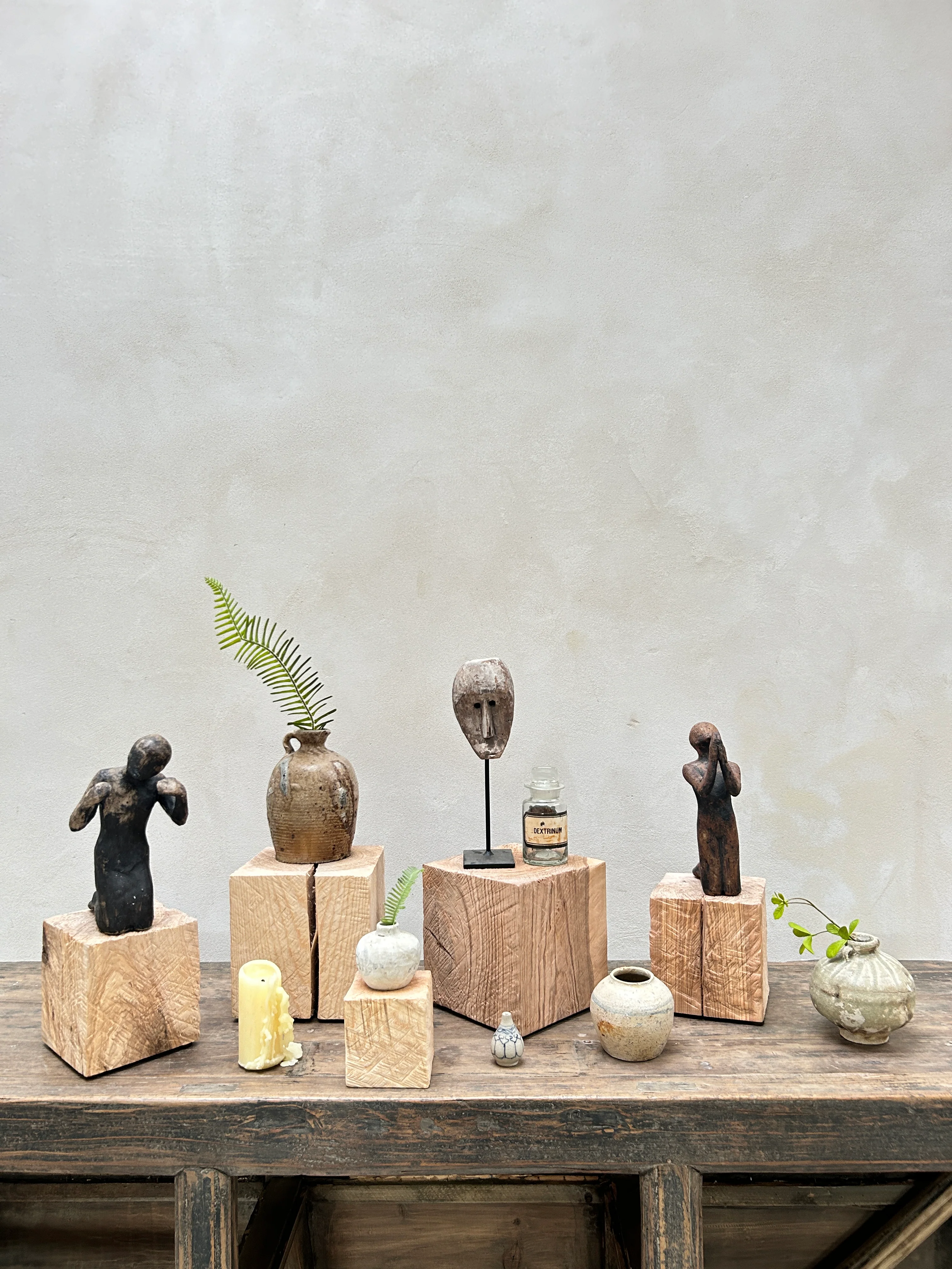 Oak cube display plinths