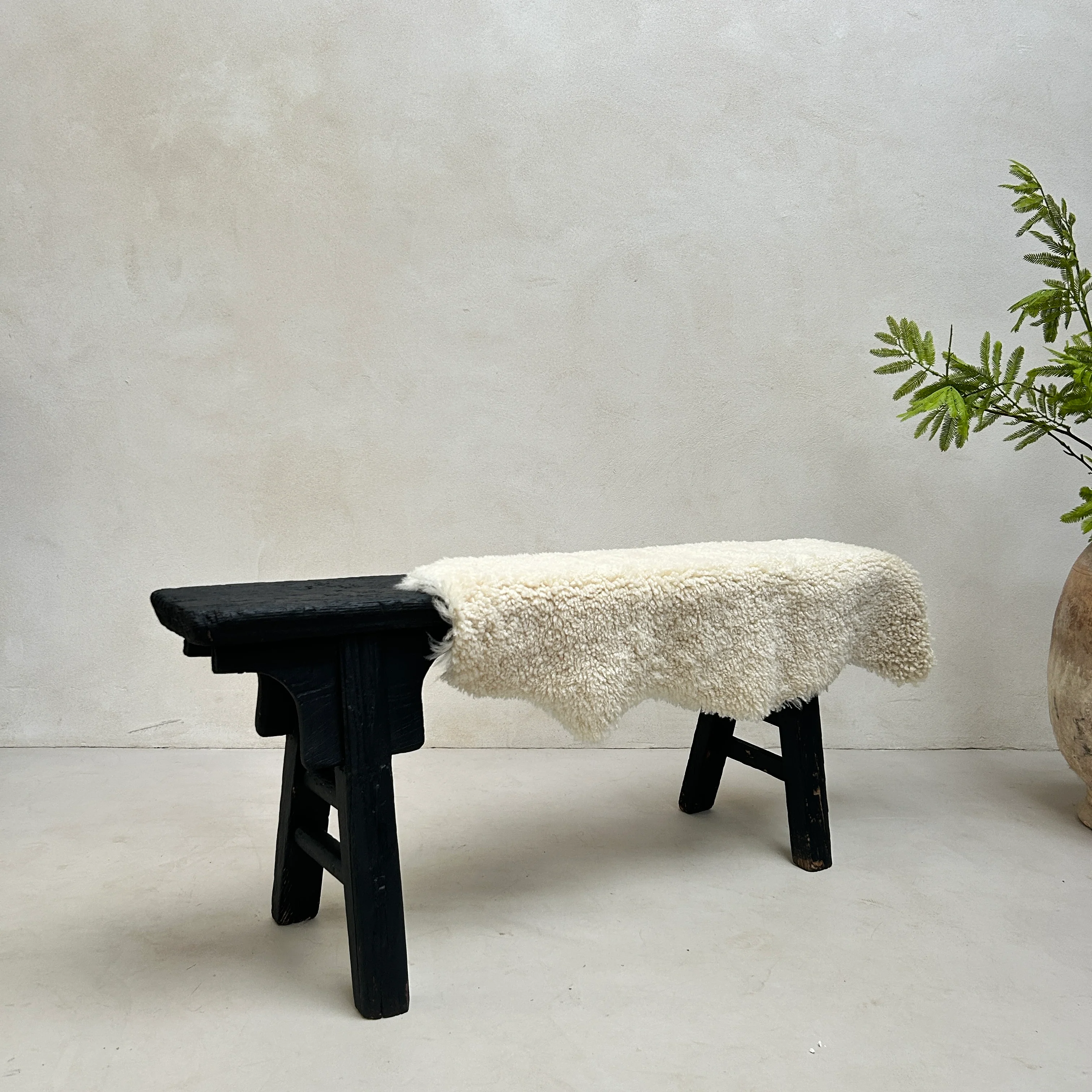 Oriental Antique Wooden Bench | Black