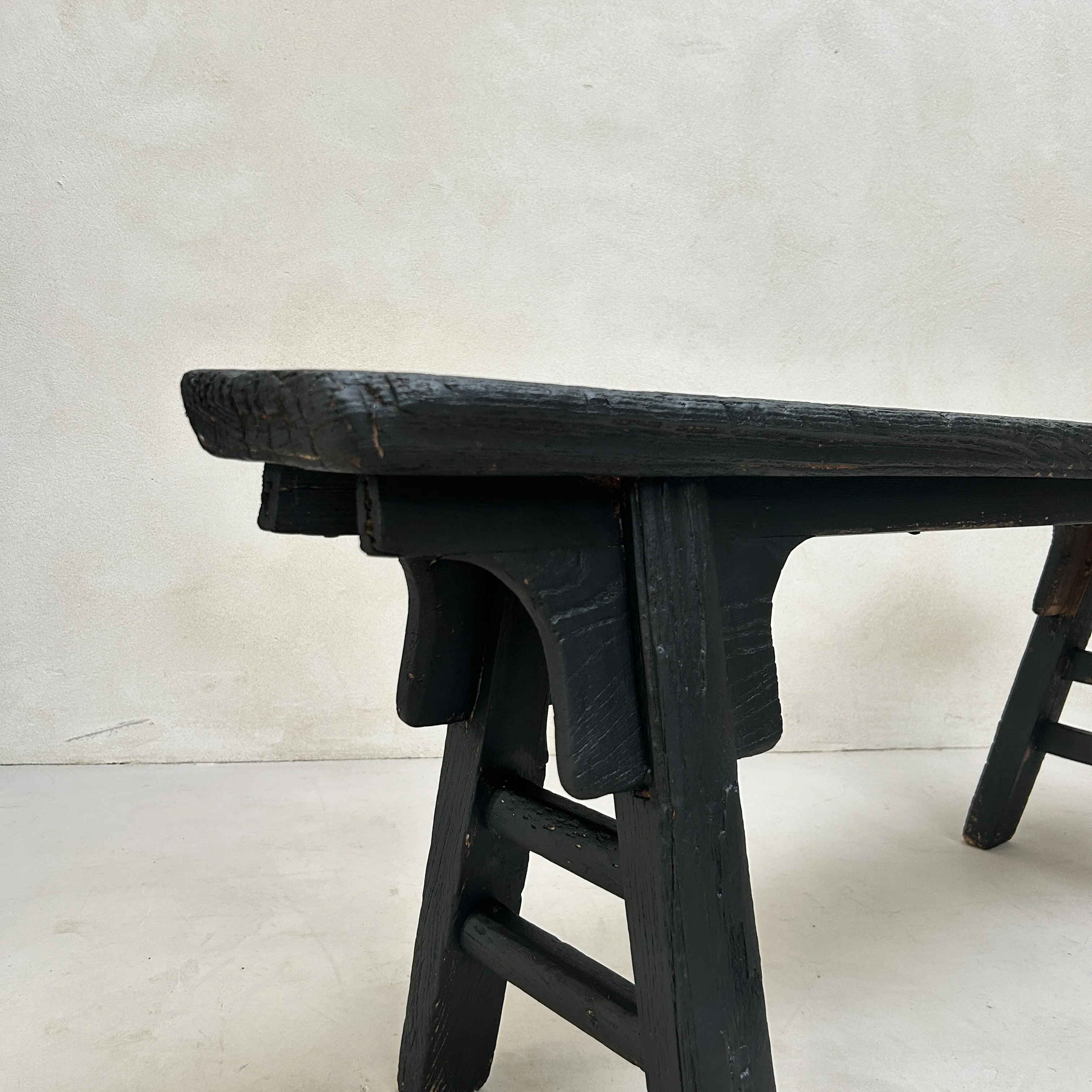 Oriental Antique Wooden Bench | Black - Image 3