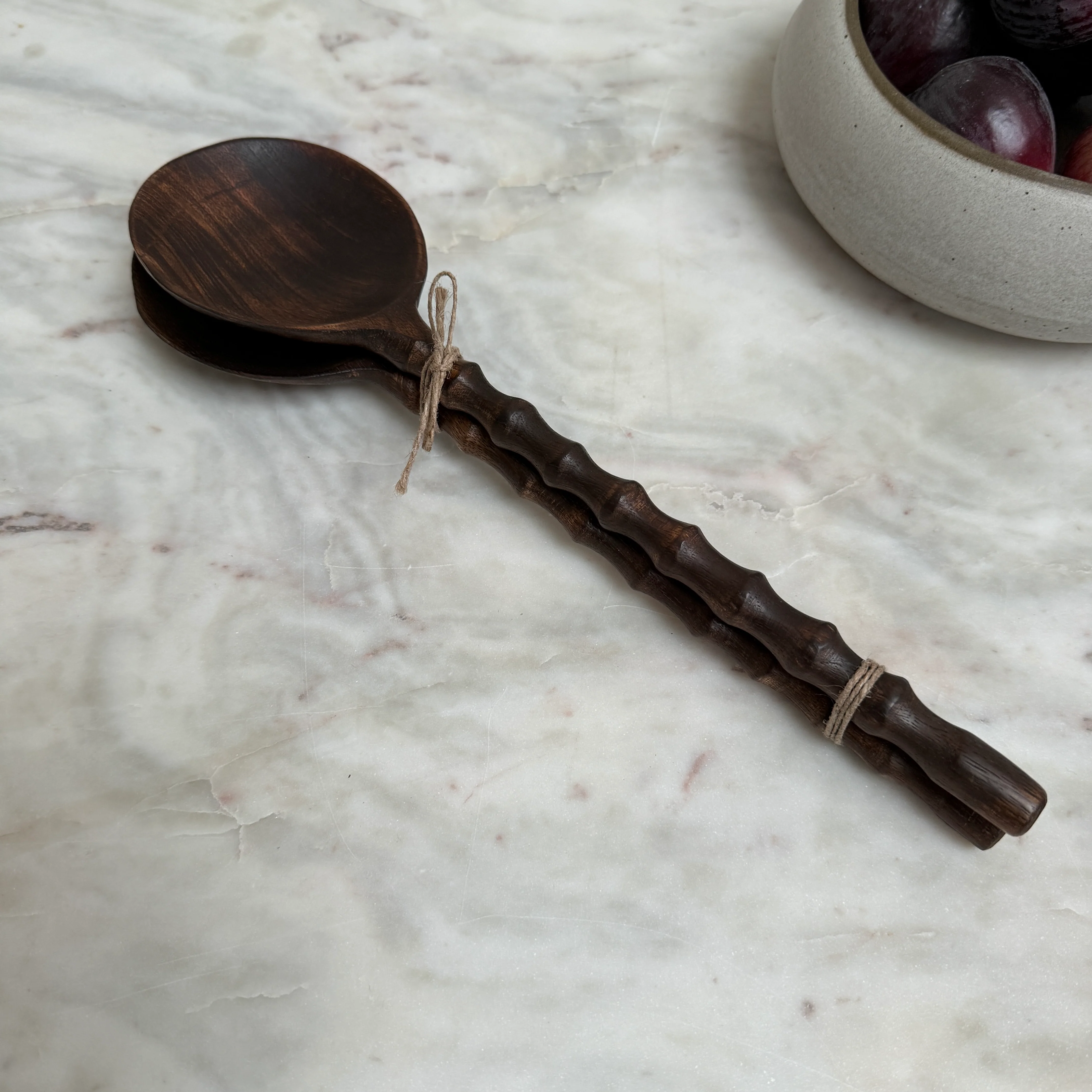 Pair of Dark Wood Salad Servers | Jodie - Image 3