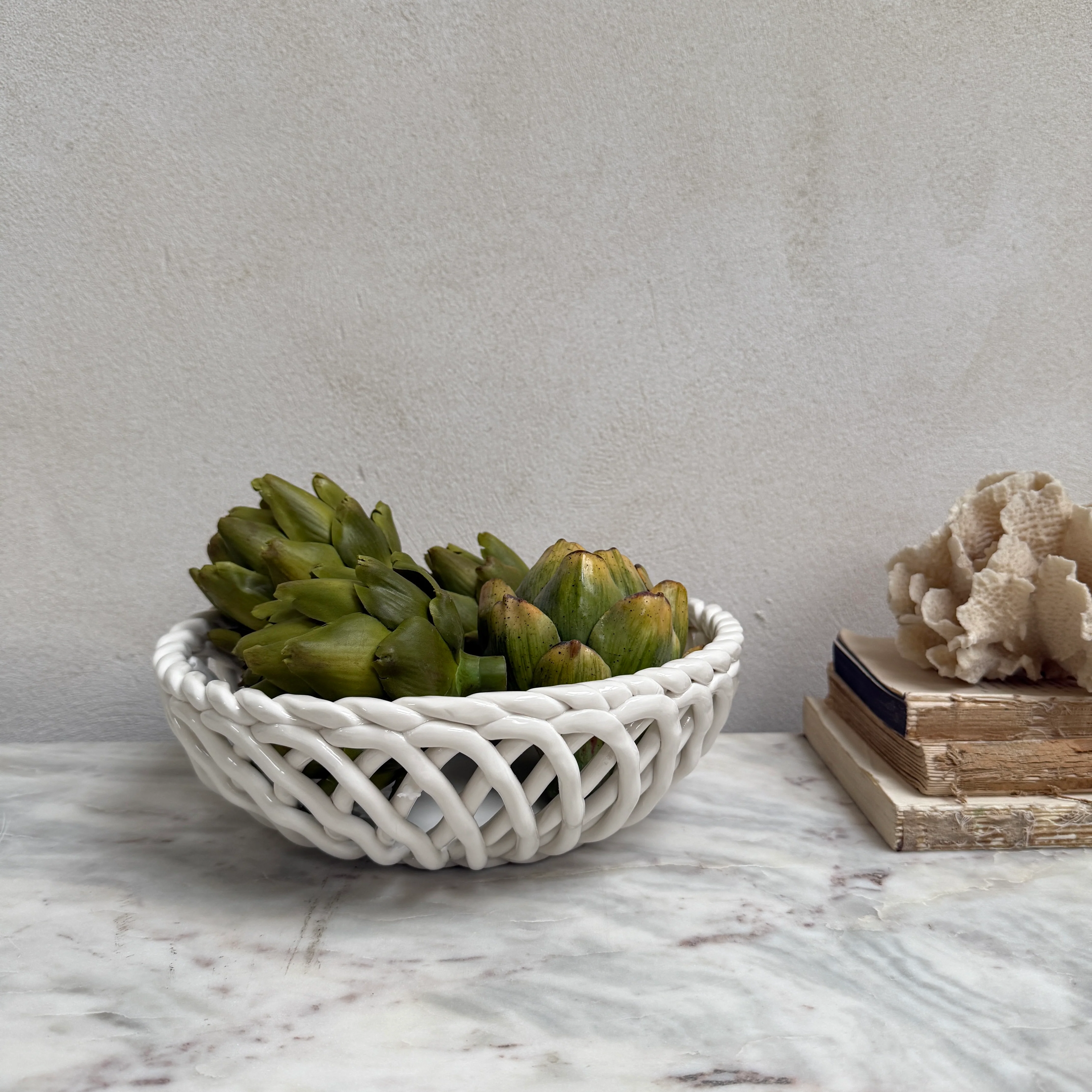 Porcelain white basket bowl | Ruth - Image 2