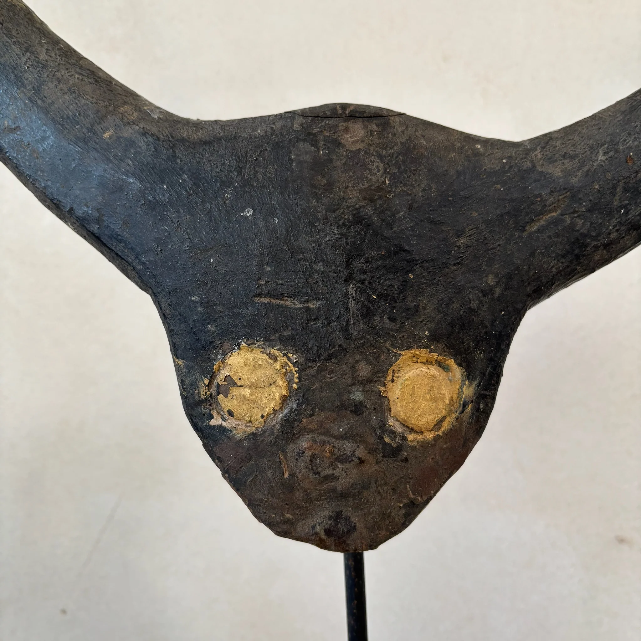 Primitive vintage wooden cow horn mask | Aceh - Image 2