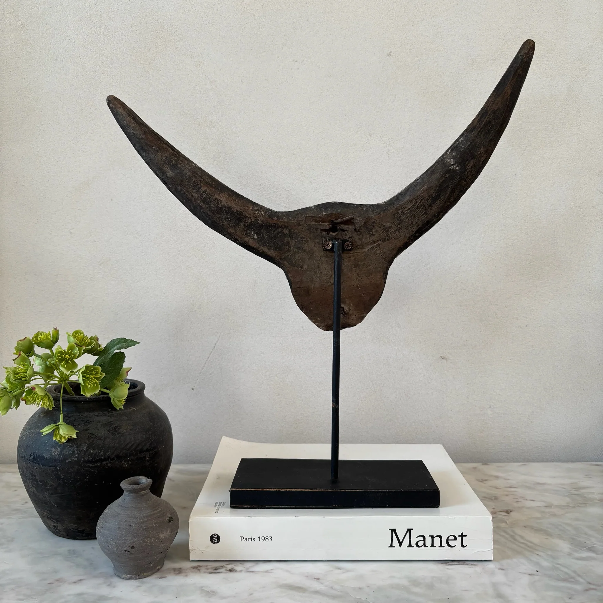 Primitive vintage wooden cow horn mask | Aceh - Image 6