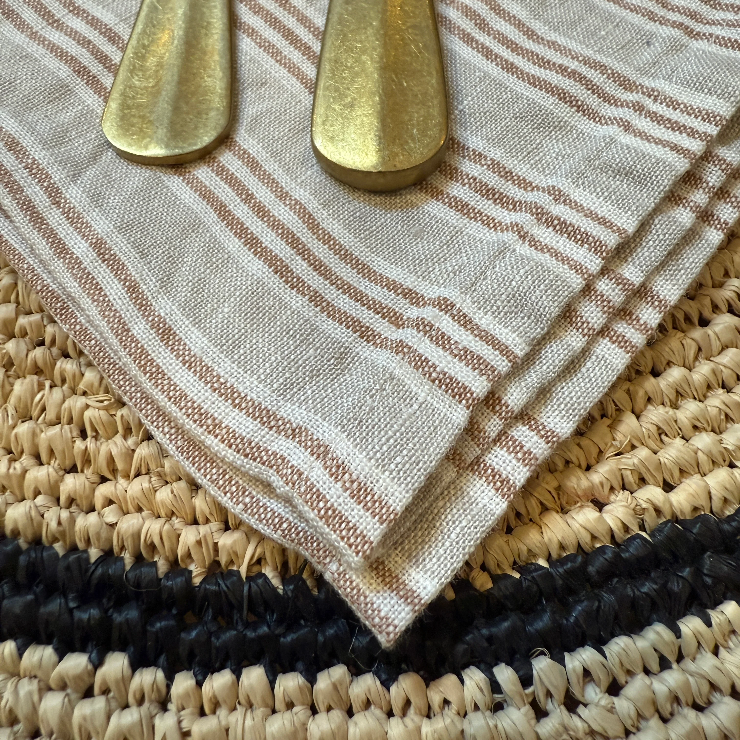 Pure Linen Napkin | Hazelnut Pinstripe - Image 2