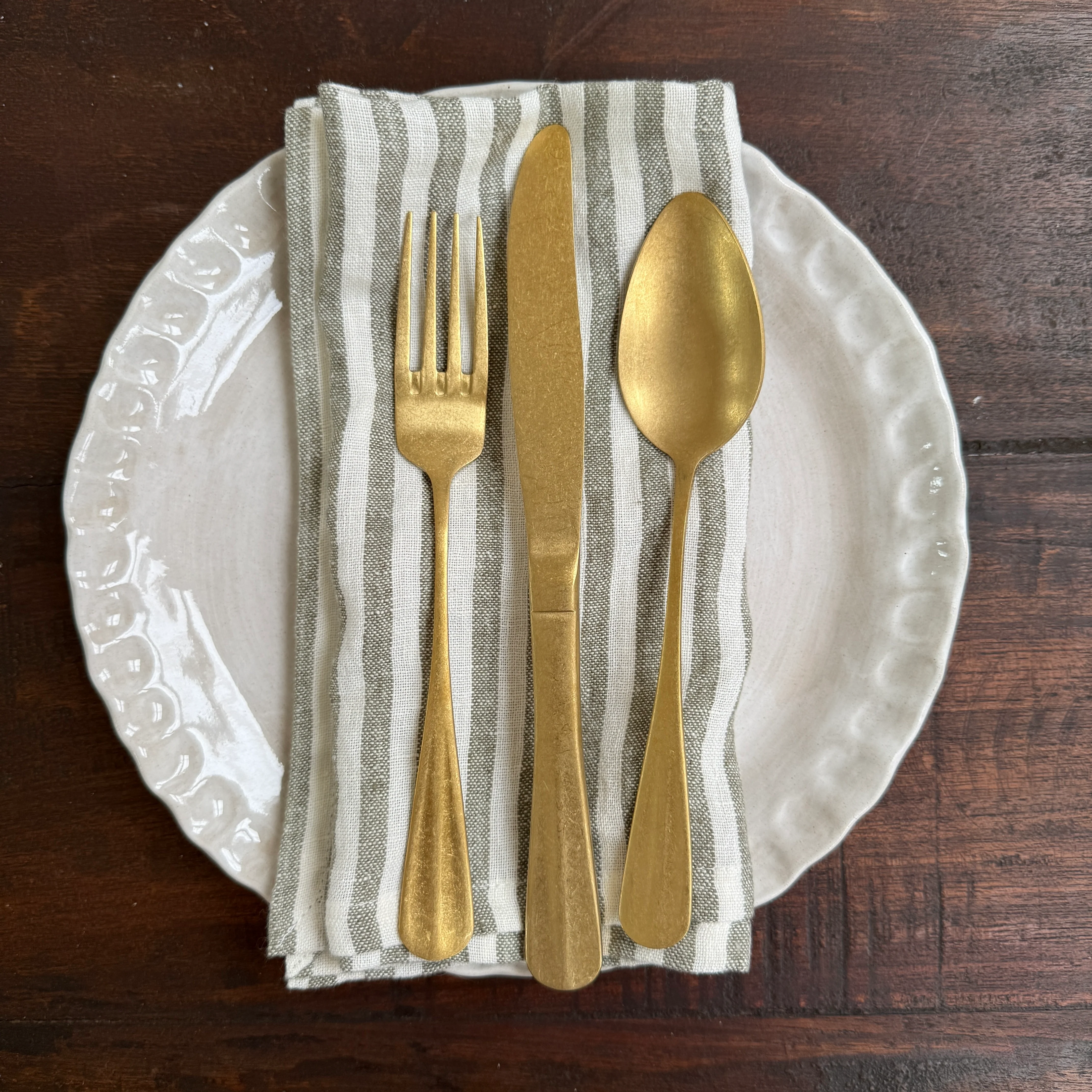 Pure Linen Napkin | Olive Stripe - Image 2