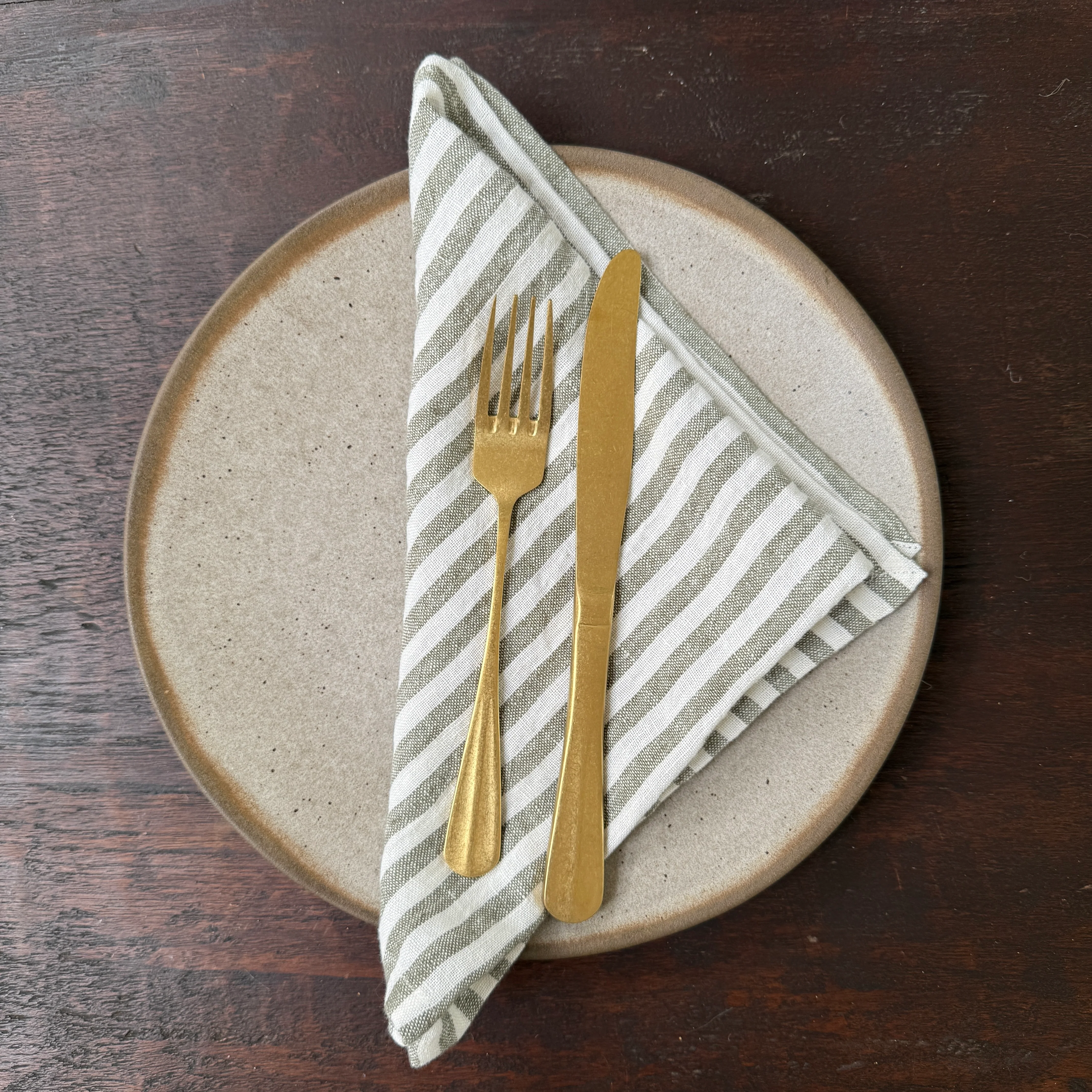 Pure Linen Napkin | Olive Stripe - Image 9