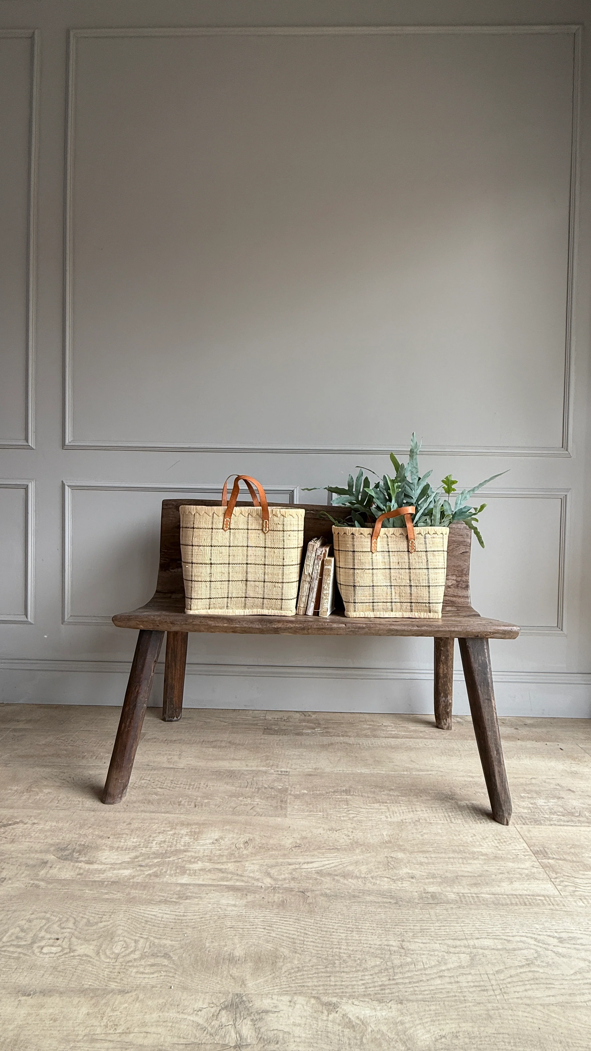 Raffia Checked Shopping Bag | Large - Image 4