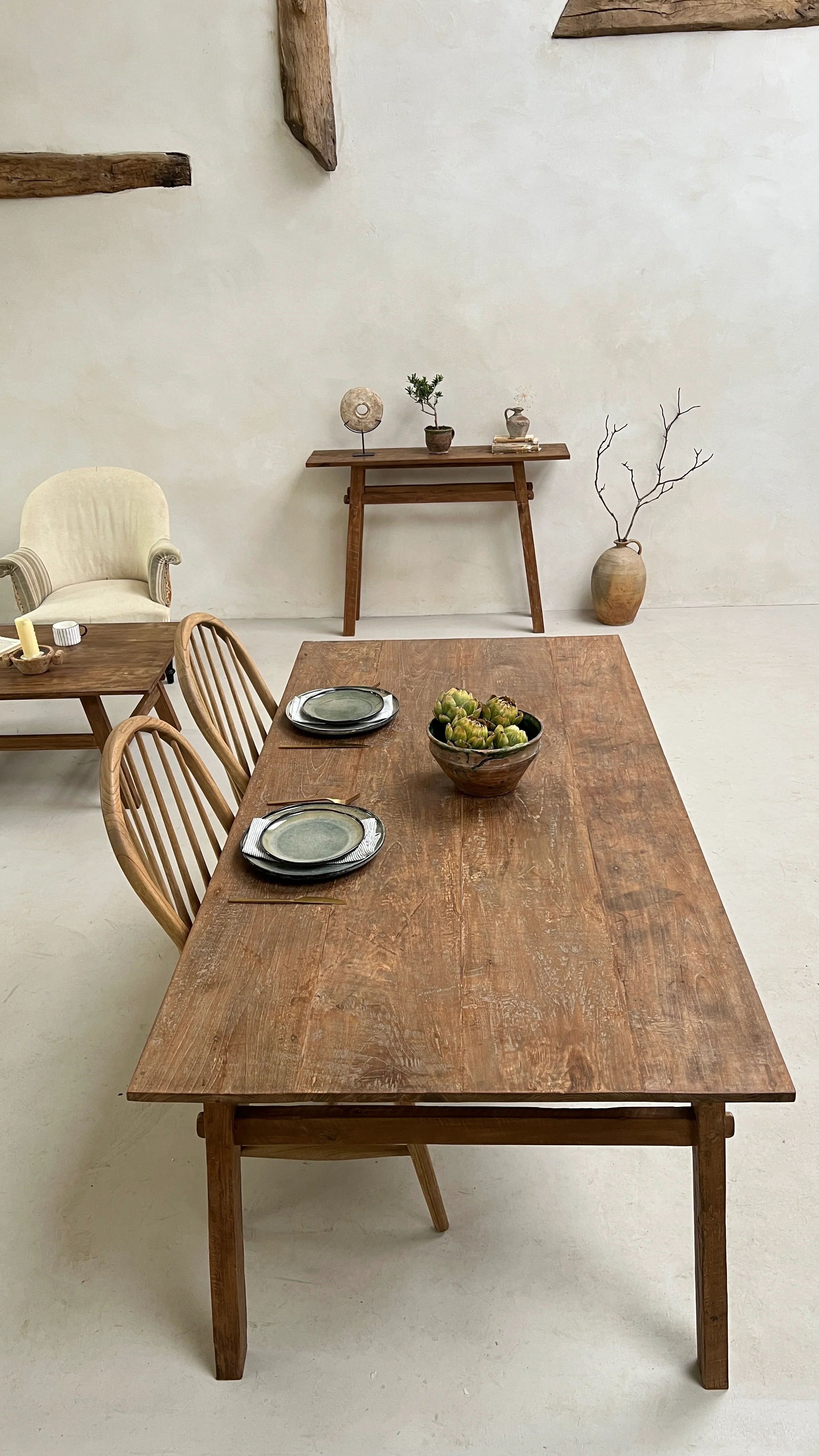 Reclaimed dark wood dining table 180cm x 90cm - Image 10