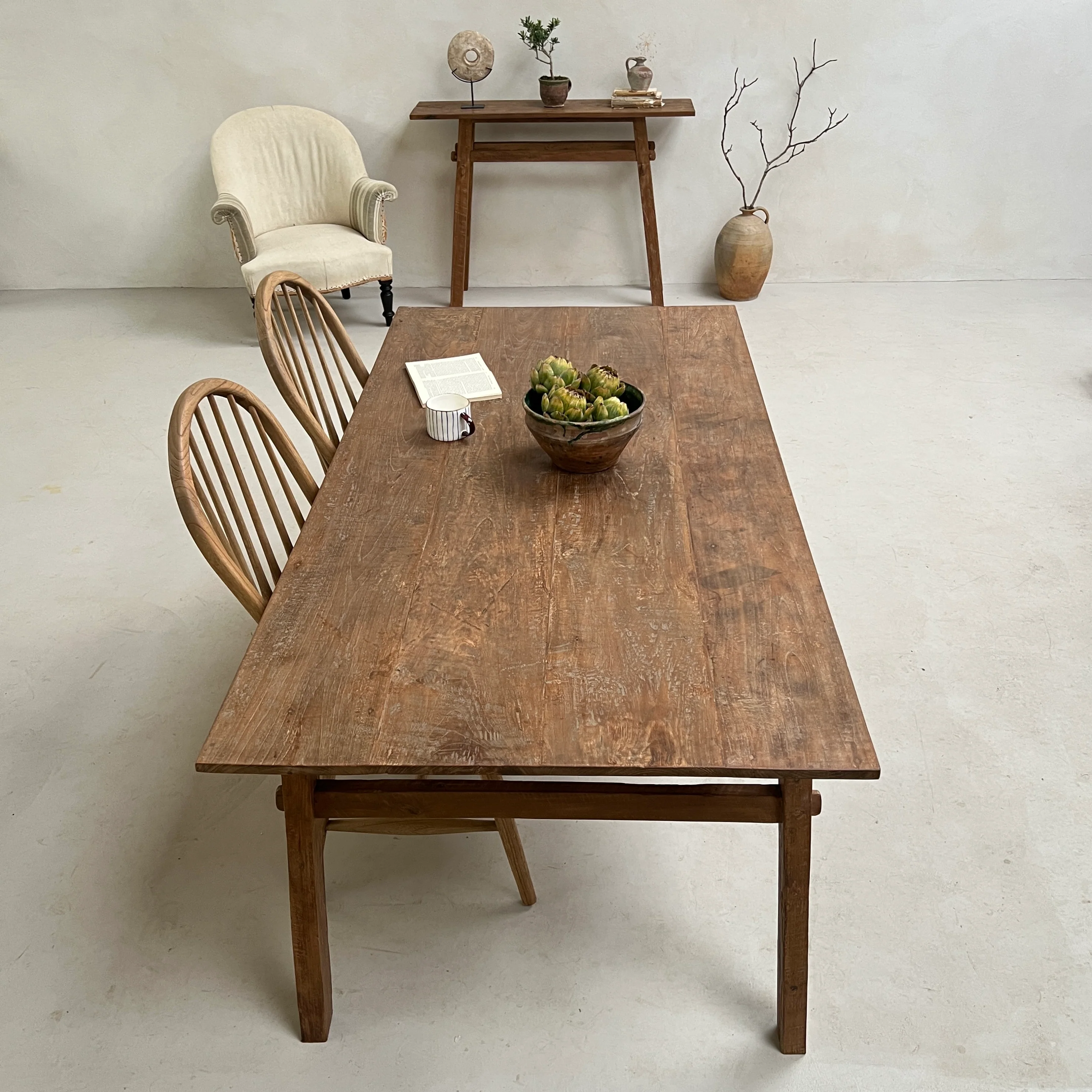 Reclaimed dark wood dining table 180cm x 90cm - Image 11
