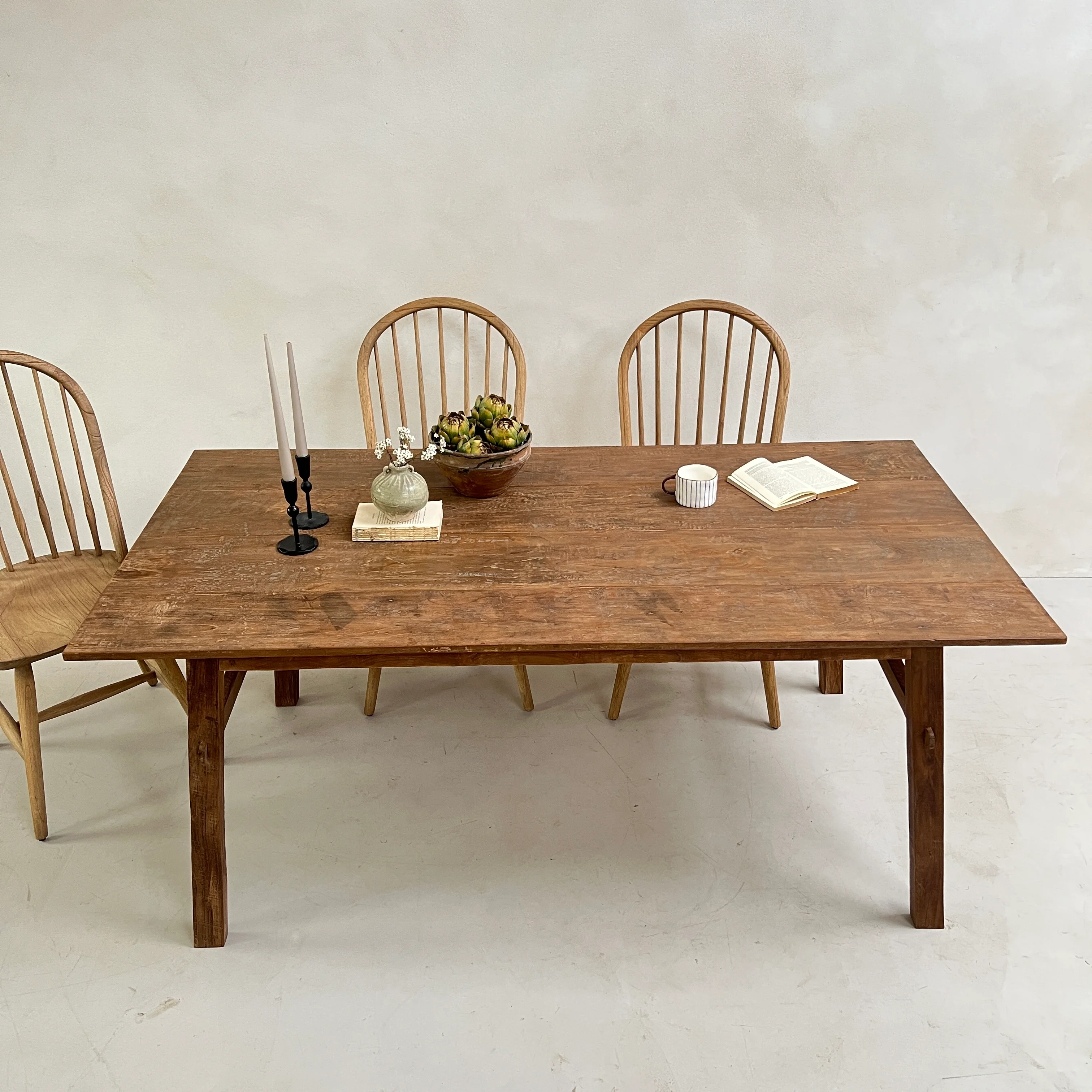 Reclaimed dark wood dining table 180cm x 90cm - Image 17