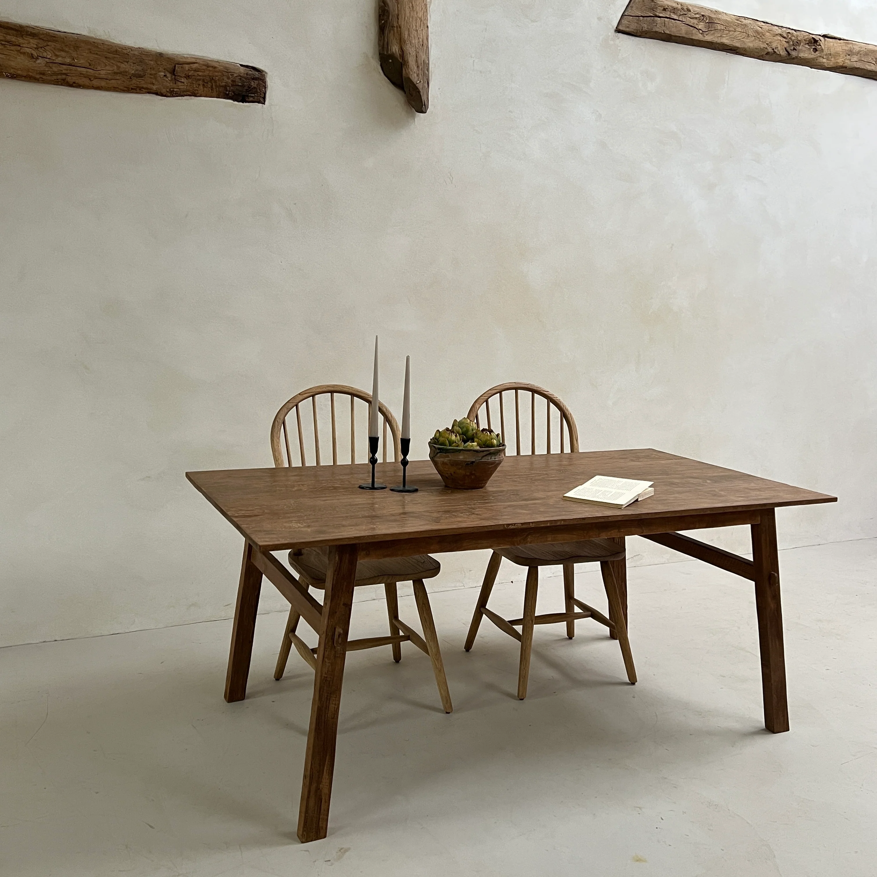 Reclaimed dark wood dining table 180cm x 90cm - Image 3