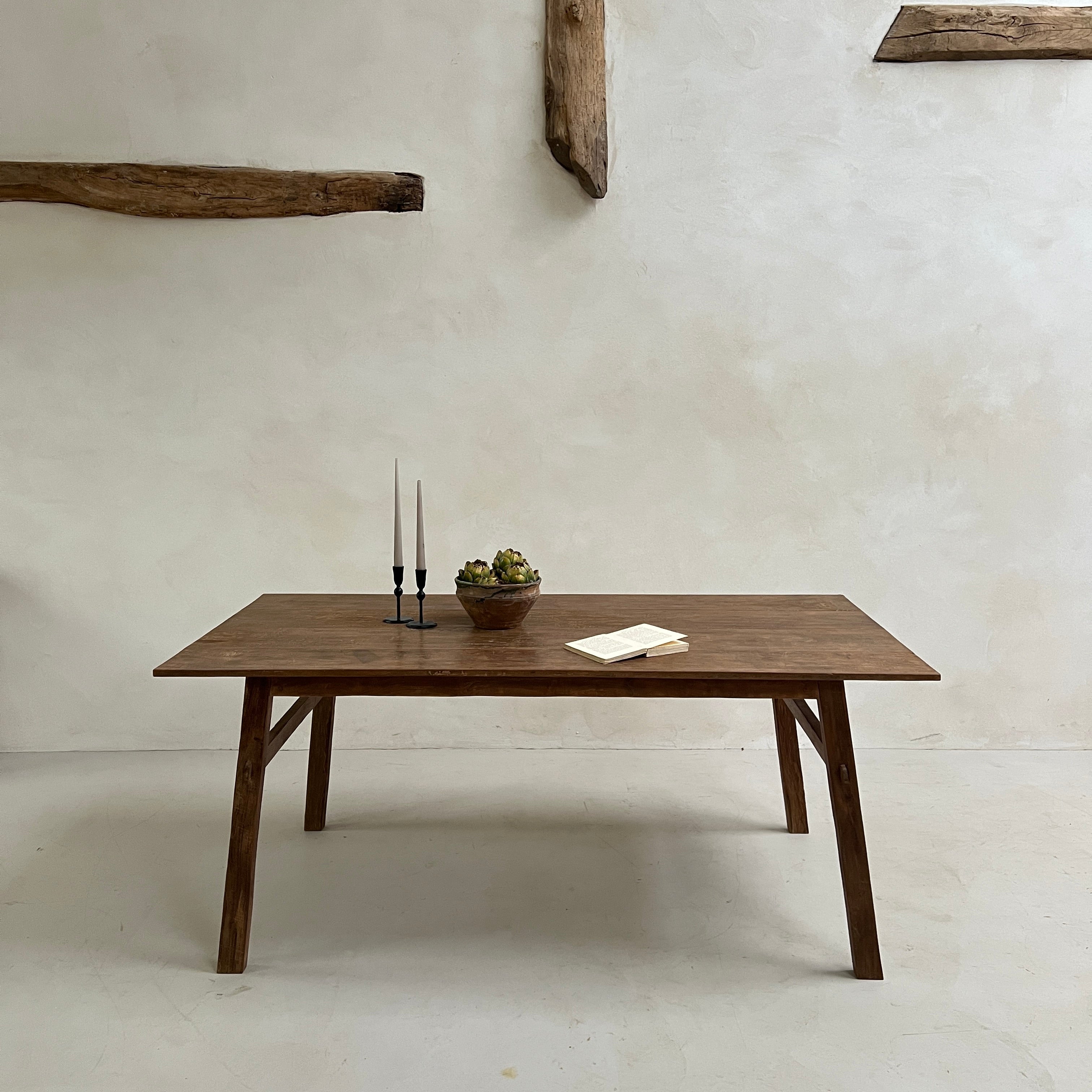 Reclaimed dark wood dining table 180cm x 90cm - Image 4